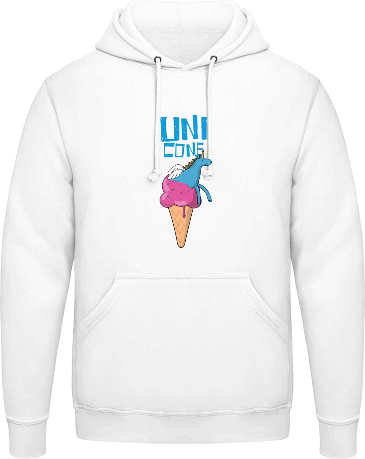 Unicorn Ice Cream Cone - Arctic white AWDis man hoodie - Front