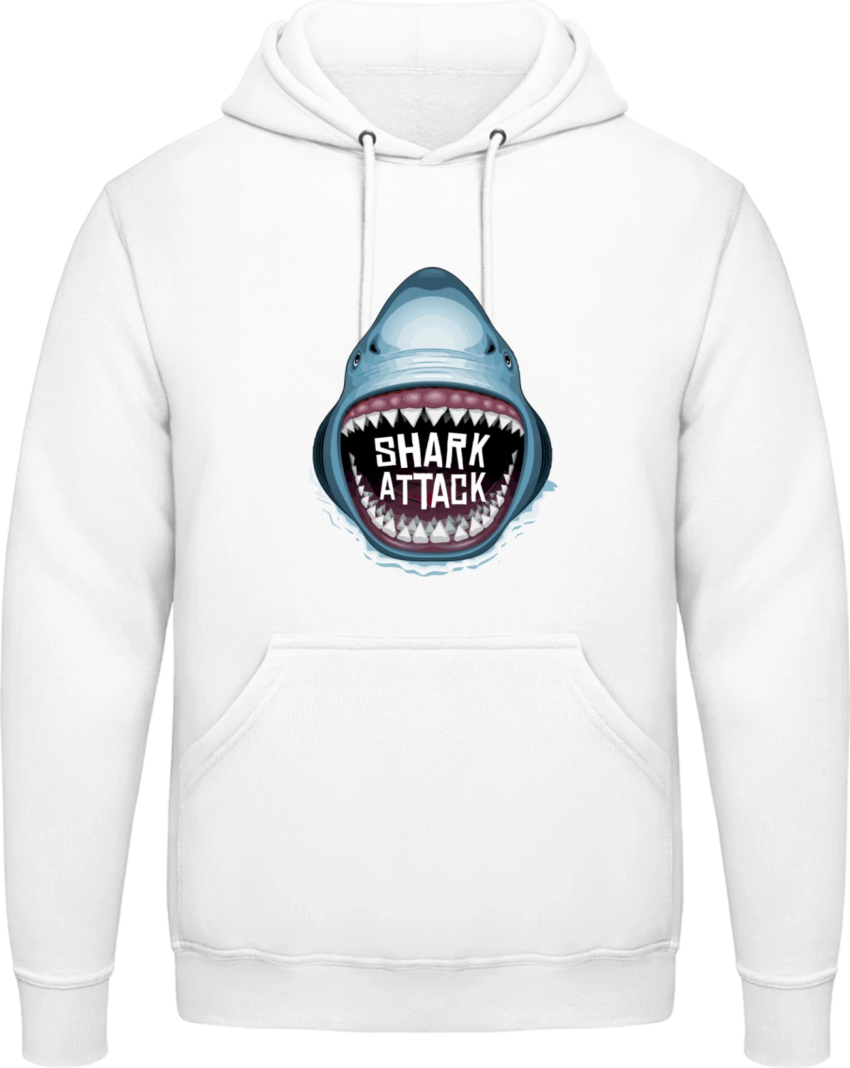 Shark Attack - Arctic white AWDis man hoodie - Front