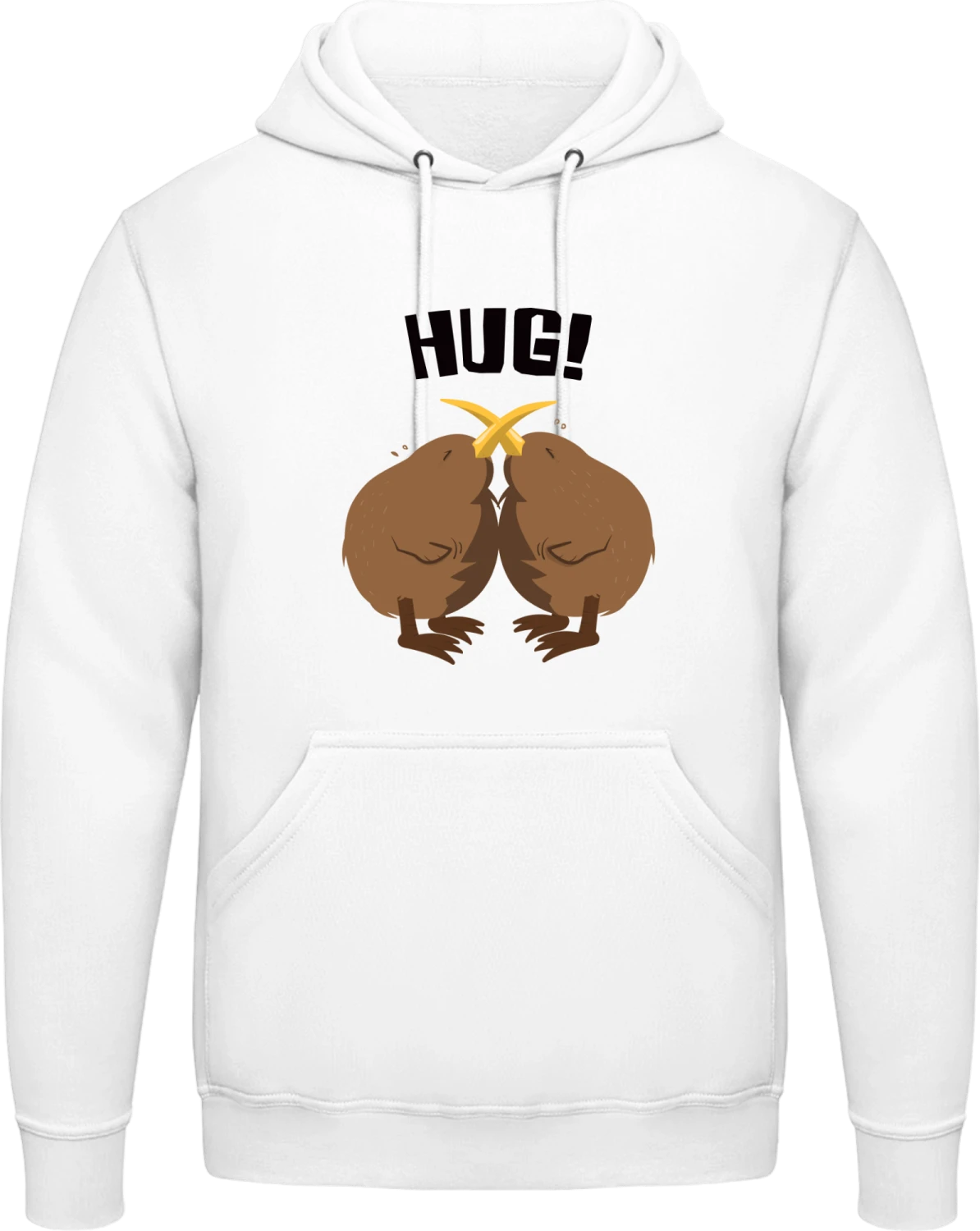 Kiwi Hug - Arctic white AWDis man hoodie - Front