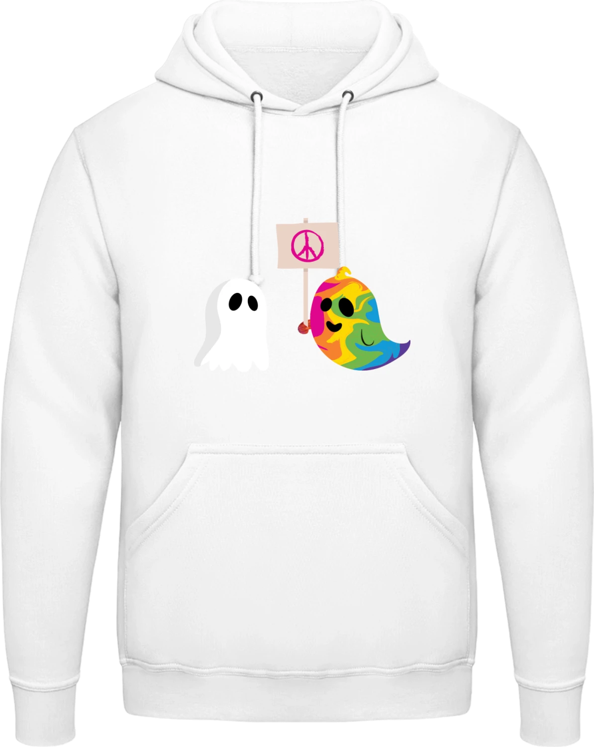 Hippie Ghost - Arctic white AWDis man hoodie - Front