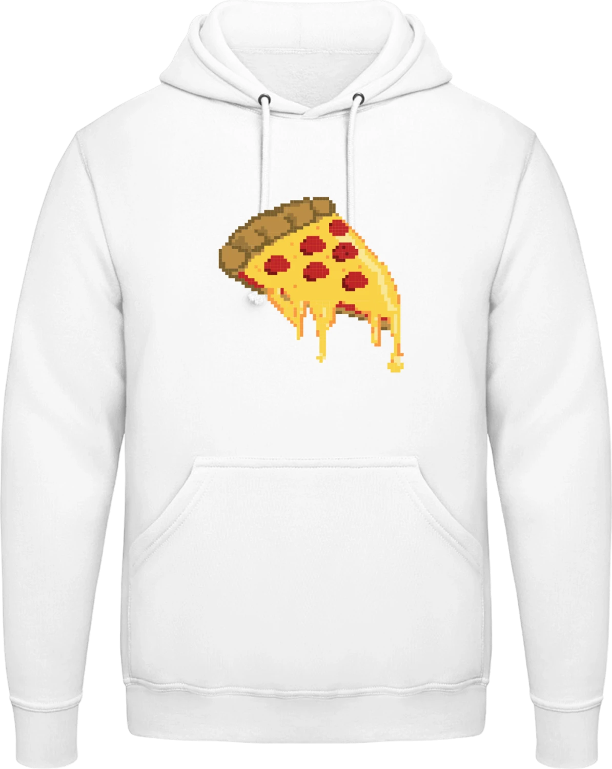 Pixel Pizza - Arctic white AWDis man hoodie - Front