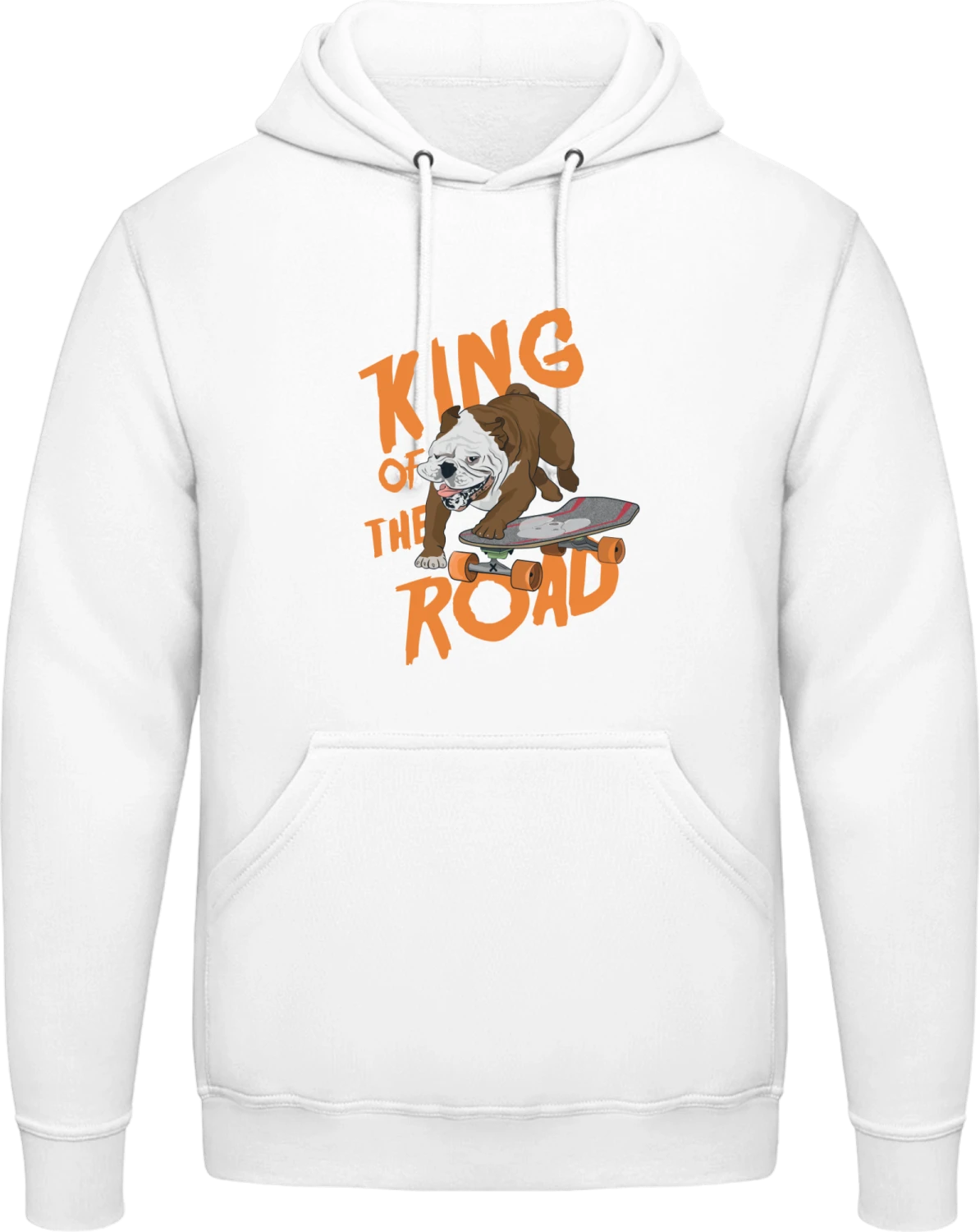 Bulldog King Of The Road - Arctic white AWDis man hoodie - Front