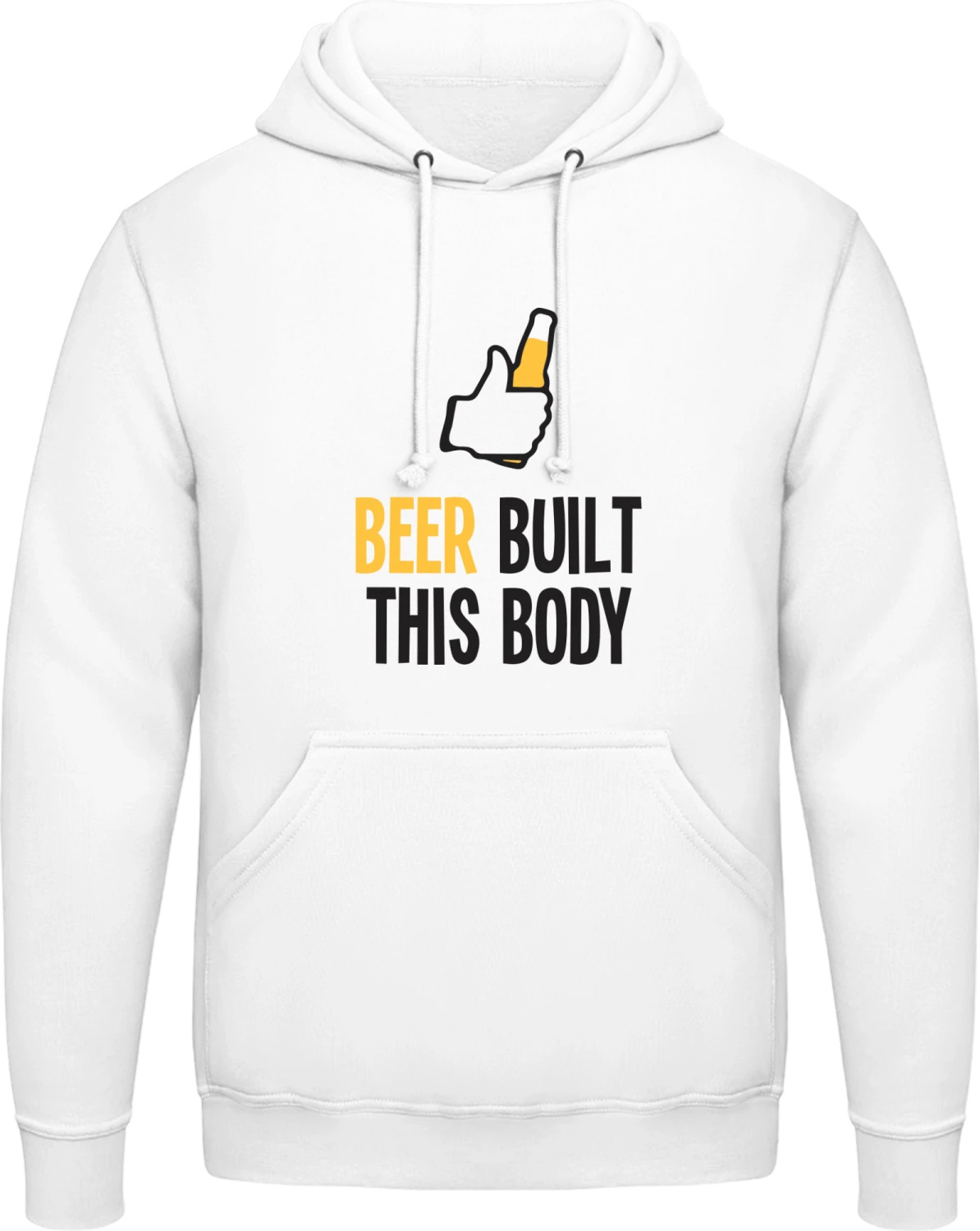 Beer Built This Body - Arctic white AWDis man hoodie - Front