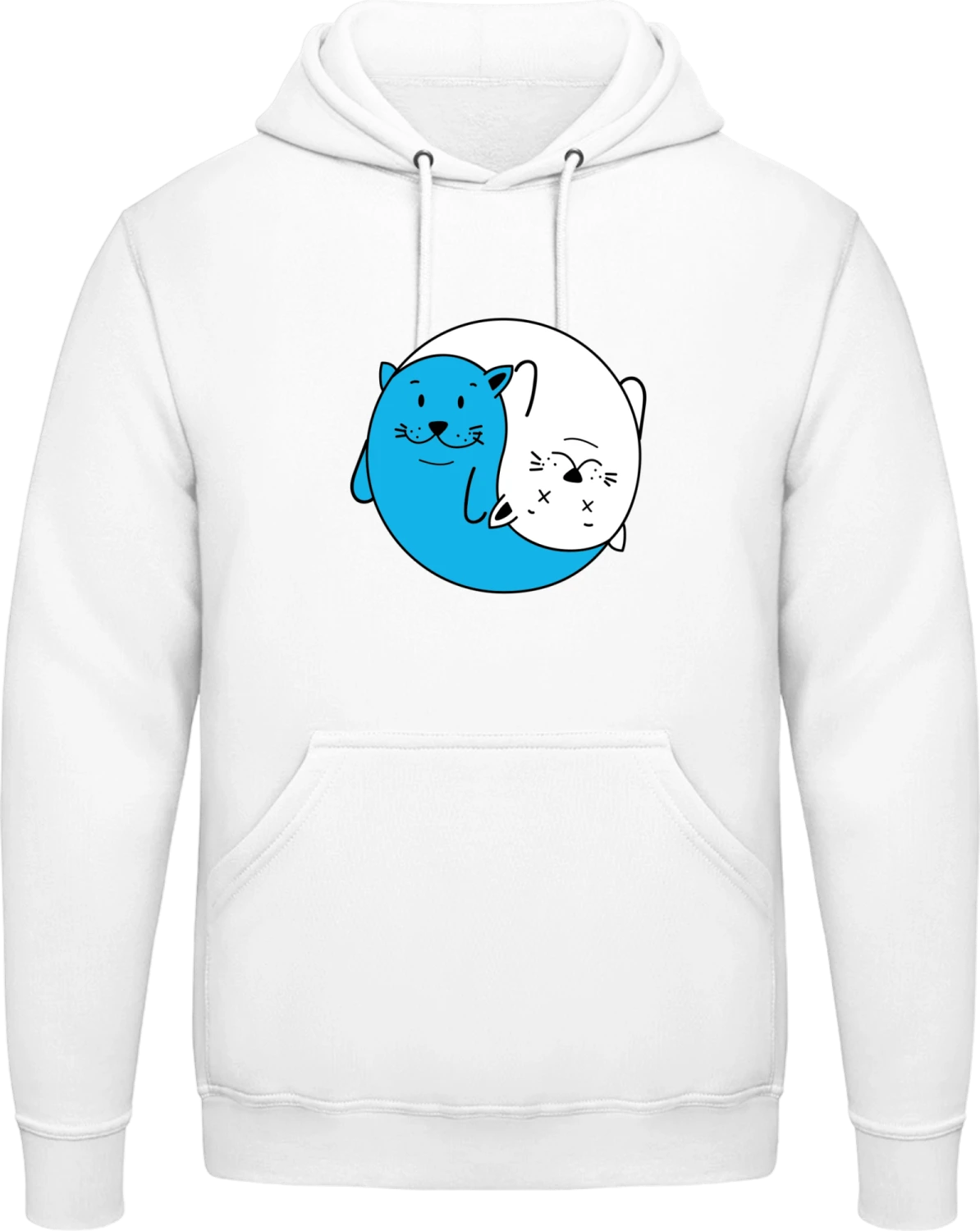 Cats Ying Yang - Arctic white AWDis man hoodie - Front