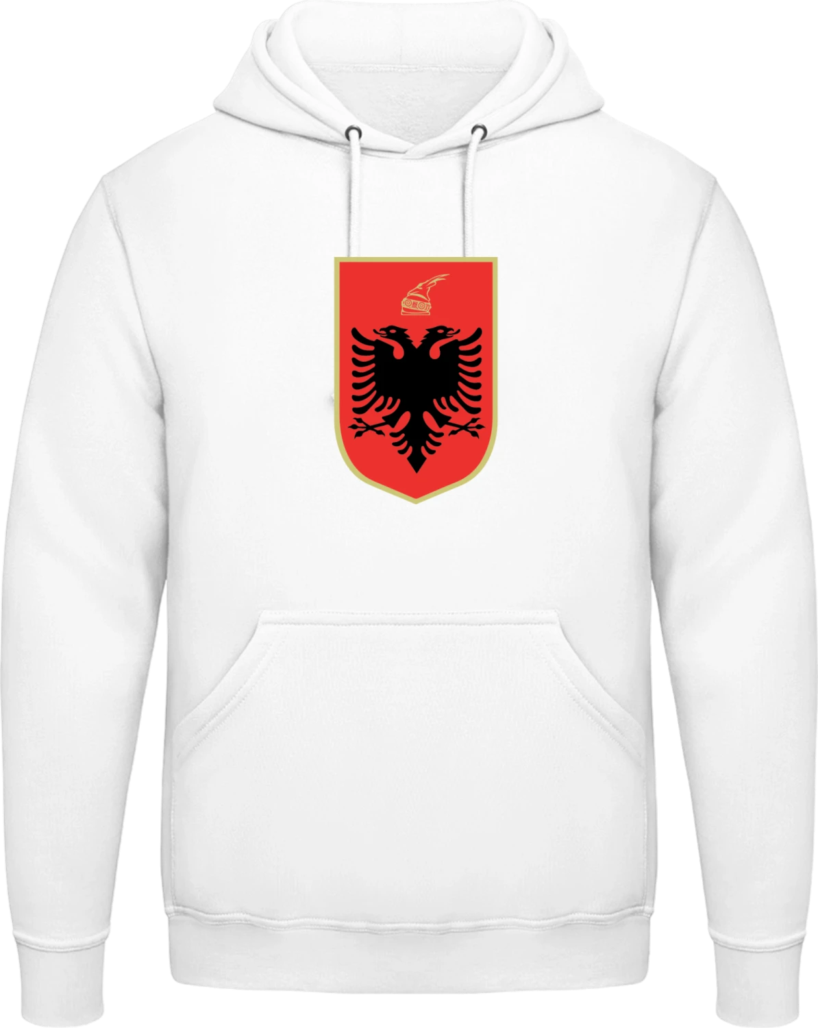 Albanian Coat of Arms - Arctic white AWDis man hoodie - Front