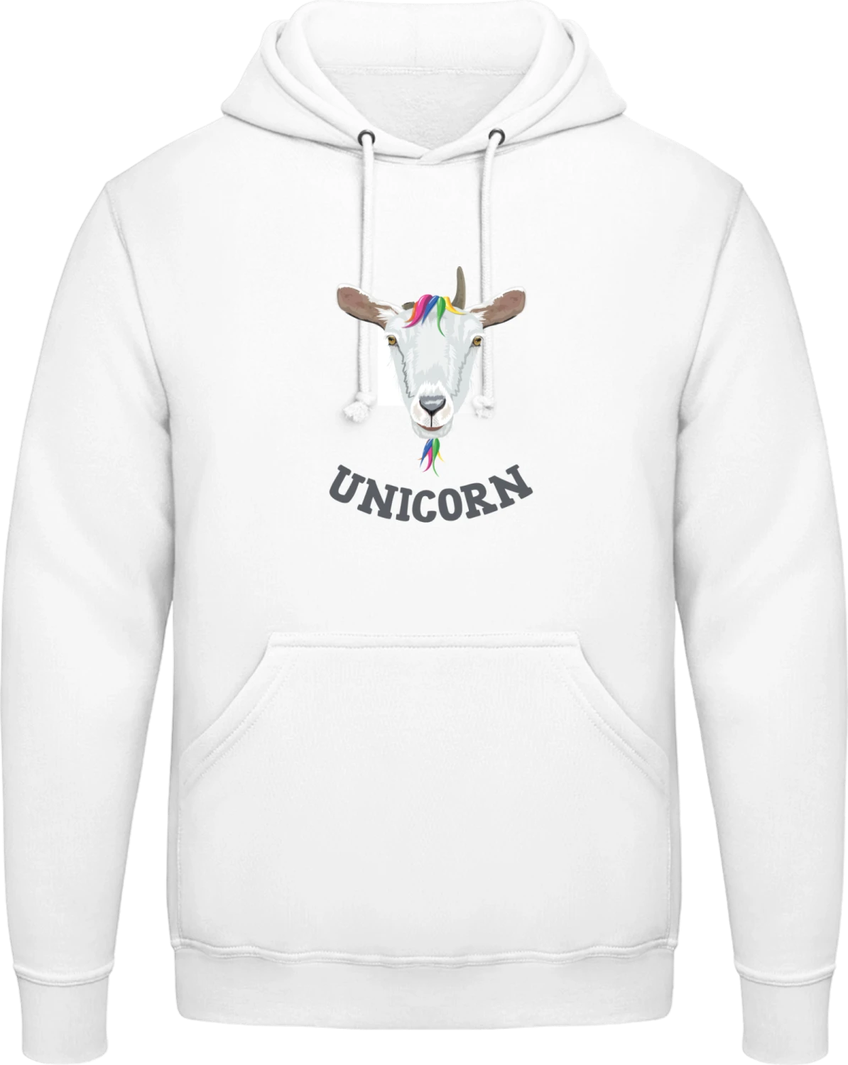 Unicorn Goat - Arctic white AWDis man hoodie - Front