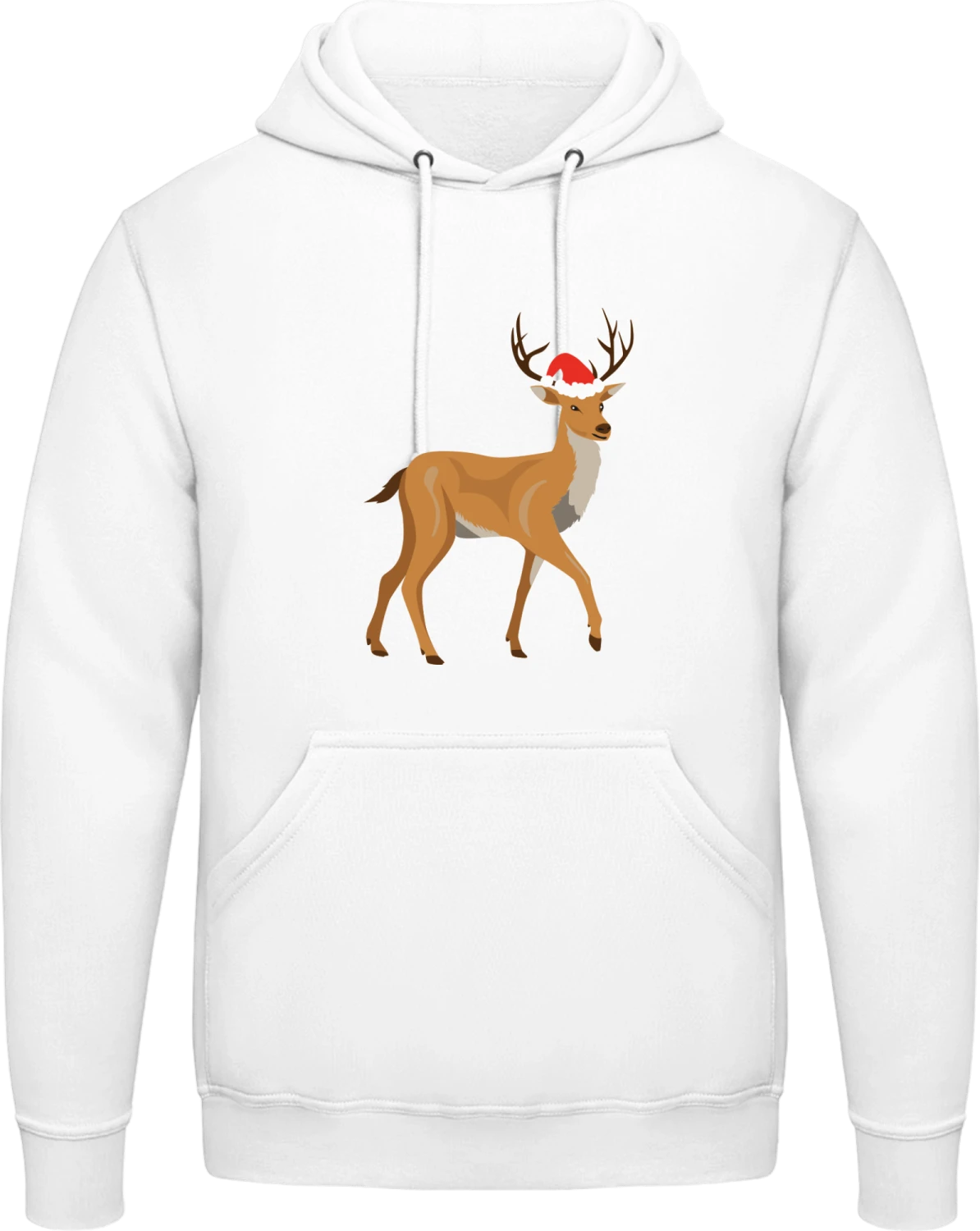 Christmas Deer Hat - Arctic white AWDis man hoodie - Front