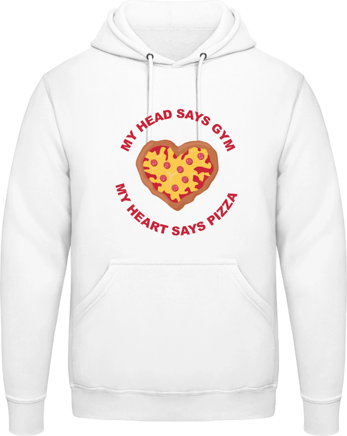 Head Says Gym Heart Says Pizza - Arctic white AWDis man hoodie - Front