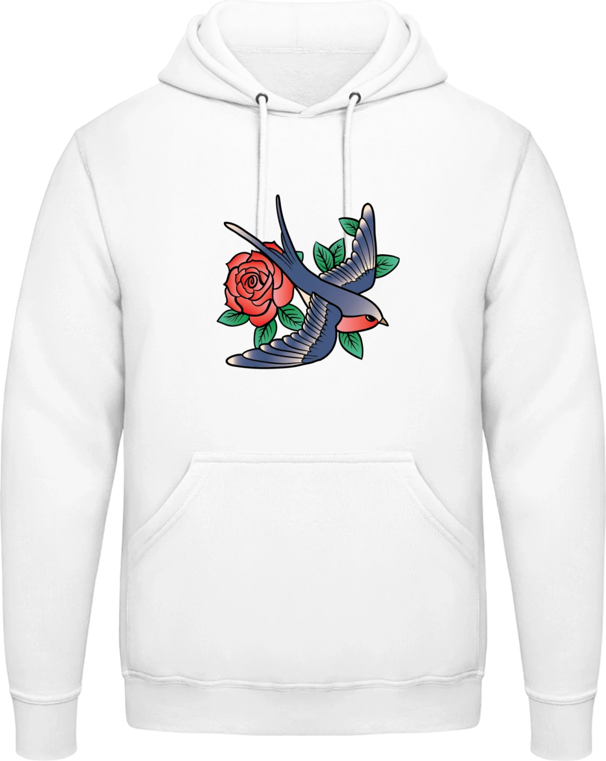 Rose Bird - Arctic white AWDis man hoodie - Front