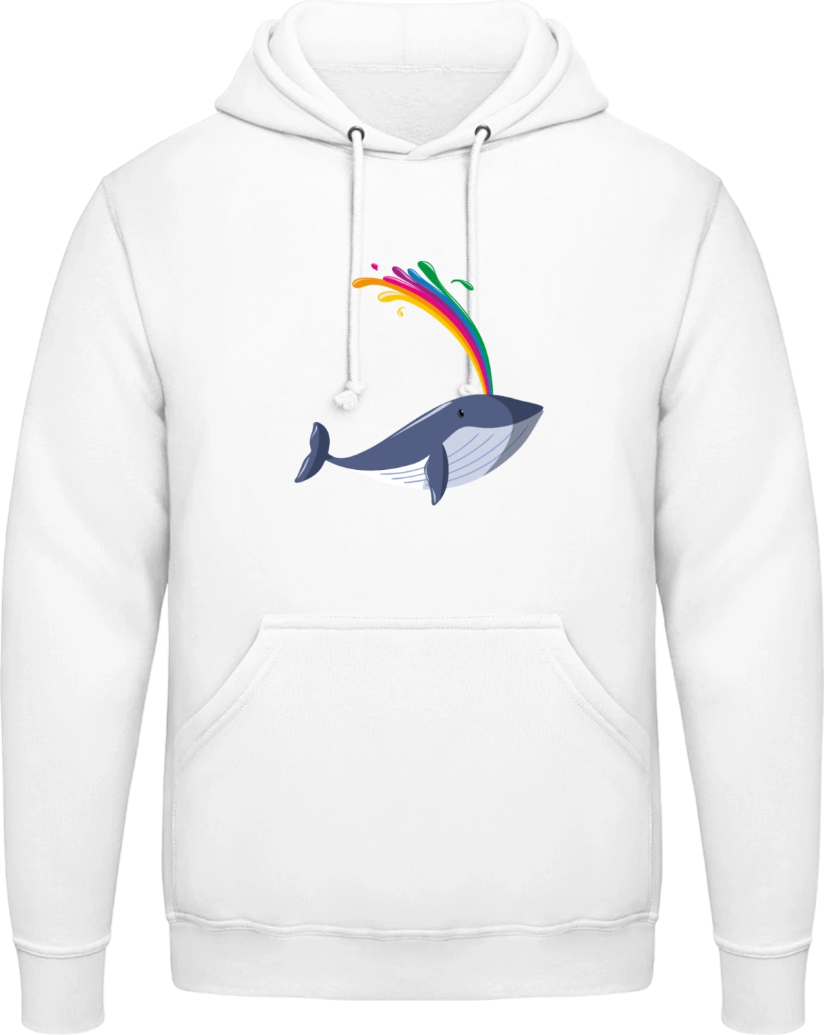 Whale Rainbow - Arctic white AWDis man hoodie - Front