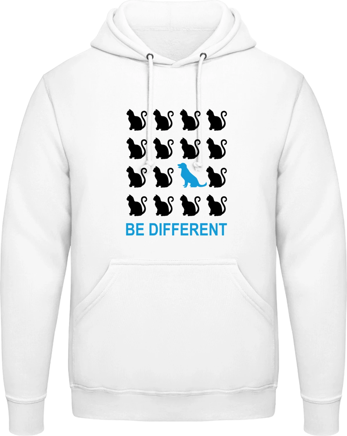 Be Different Dog And Cat - Arctic white AWDis man hoodie - Front