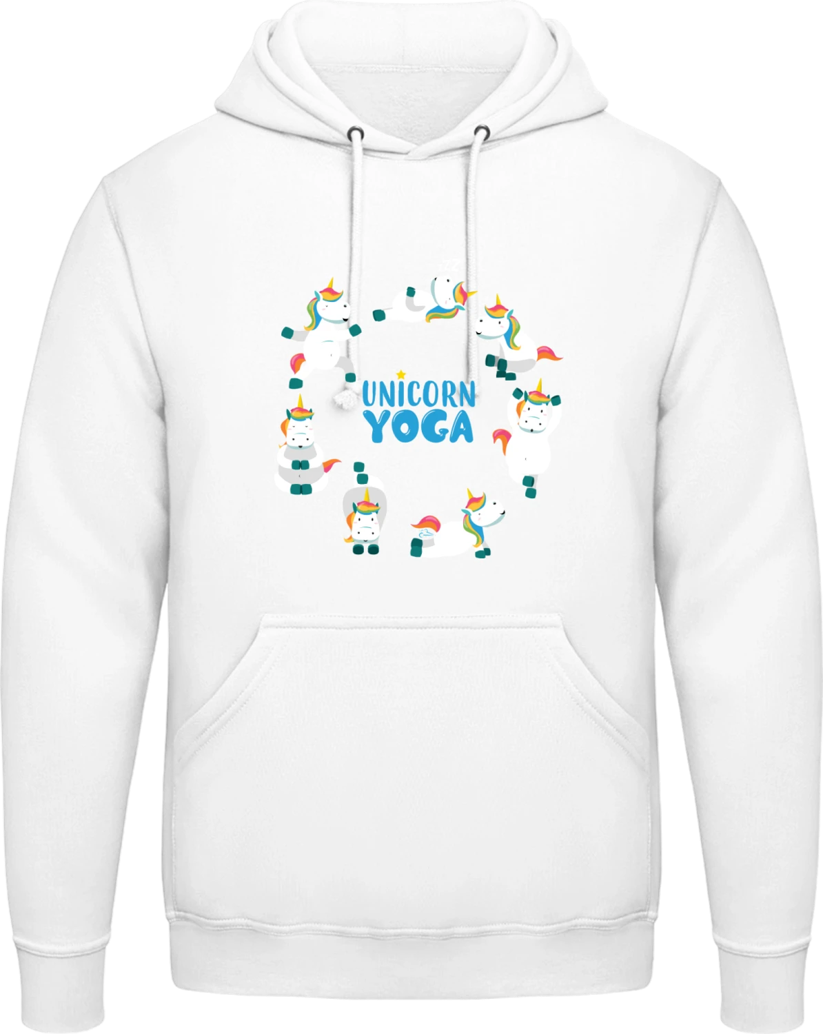 Unicorn Yoga - Arctic white AWDis man hoodie - Front