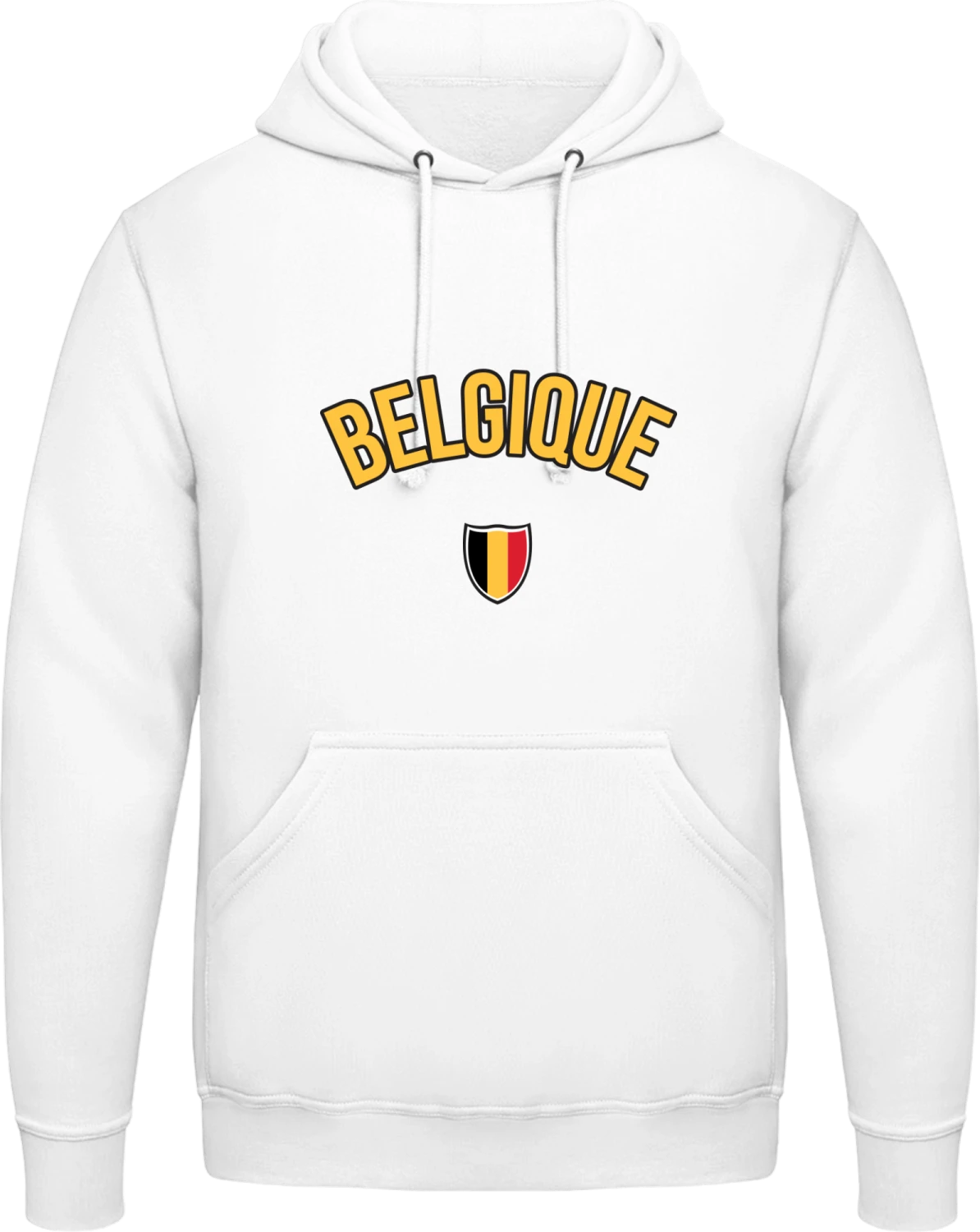 BELGIQUE Flag Fan - Arctic white AWDis man hoodie - Front