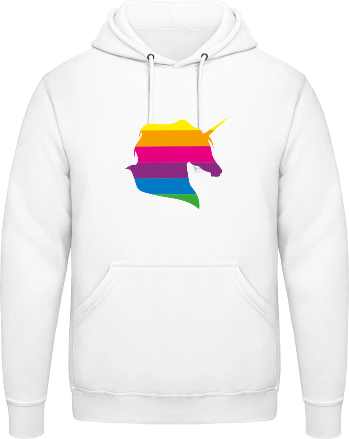 Rainbow Unicorn Head - Arctic white AWDis man hoodie - Front