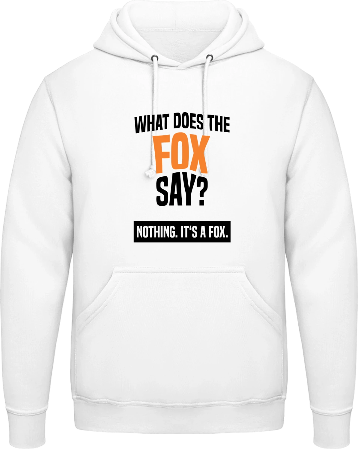 Fox Says Nothing - Arctic white AWDis man hoodie - Front