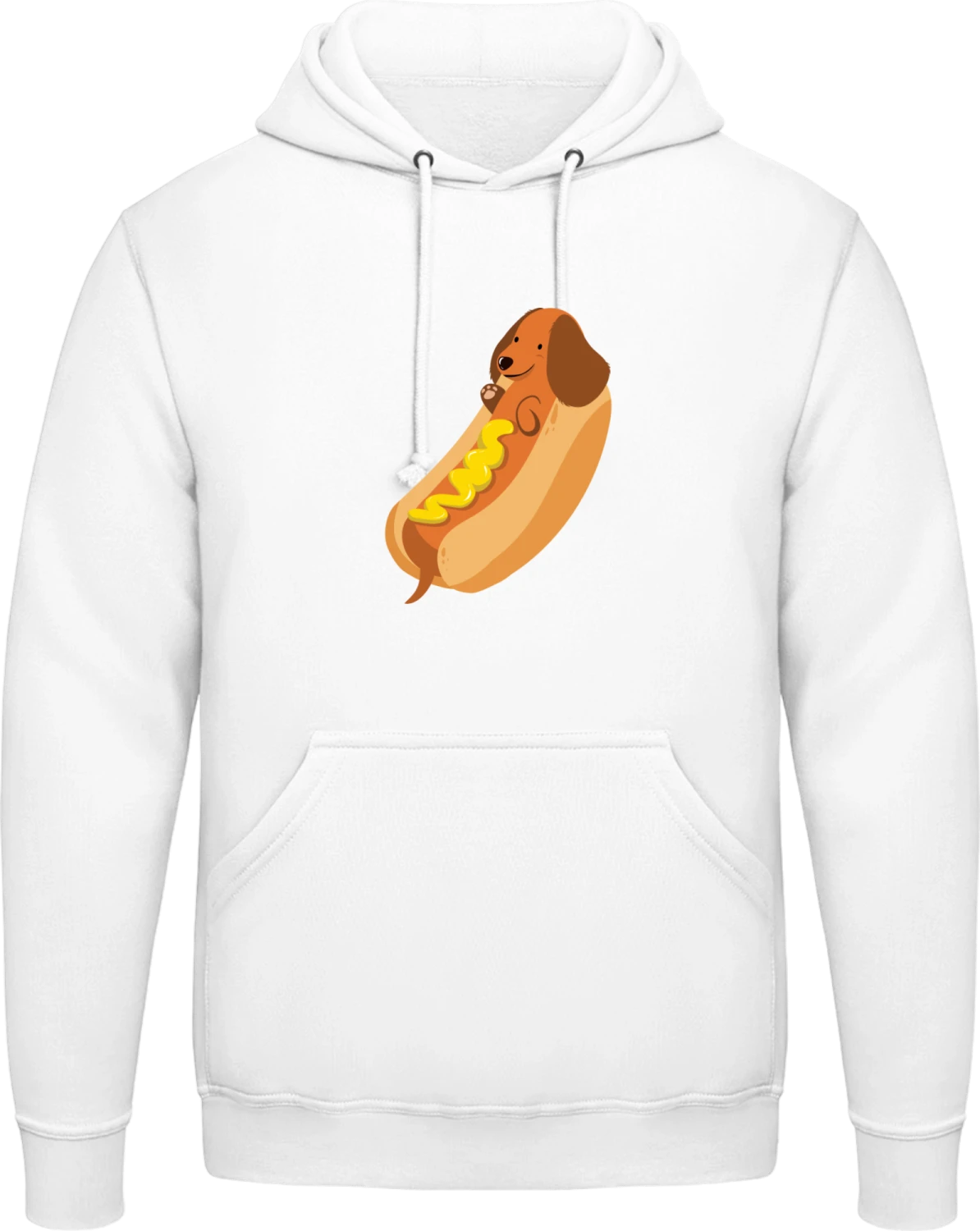 Hot Dog Illustration - Arctic white AWDis man hoodie - Front