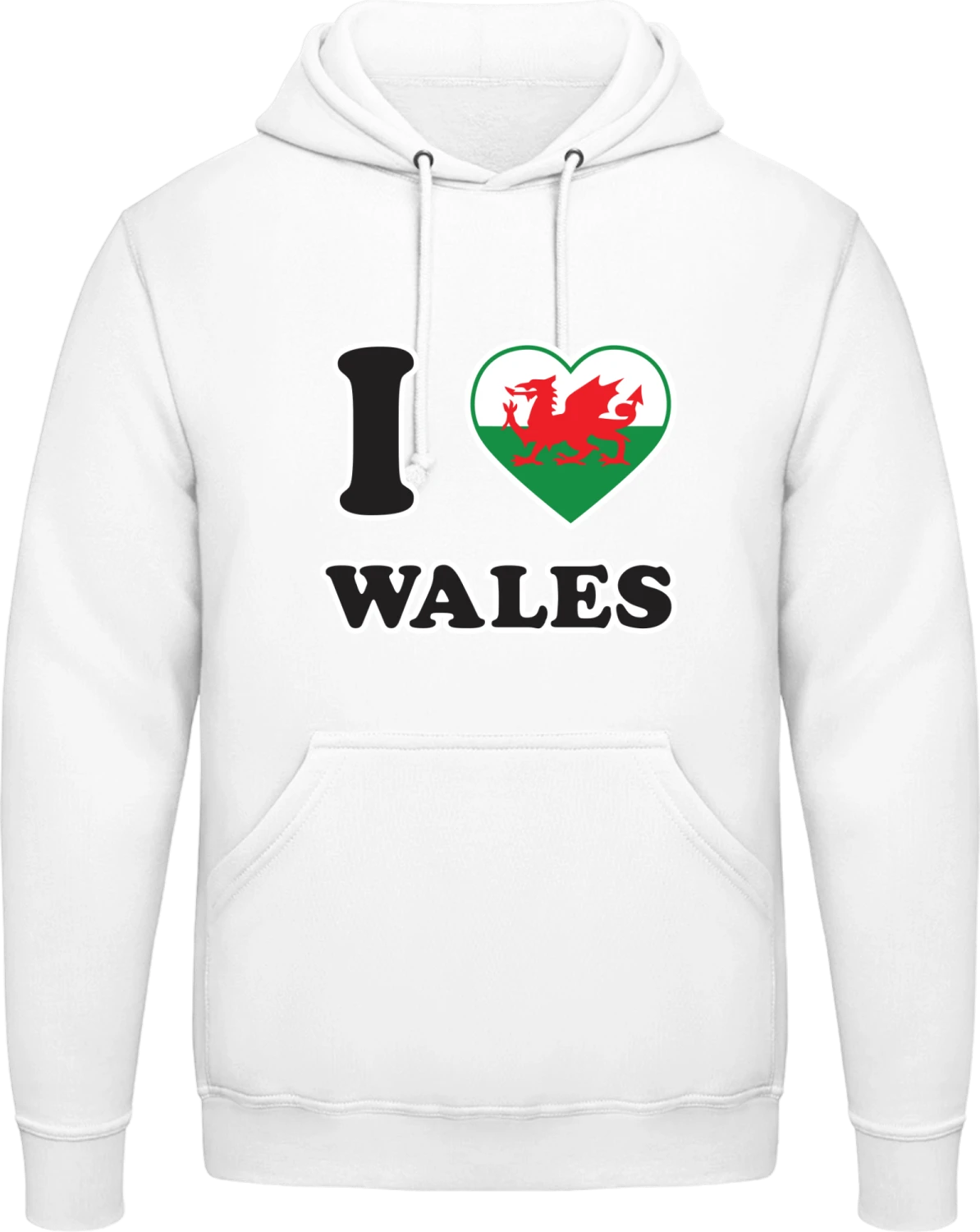 I Love Wales - Arctic white AWDis man hoodie - Front