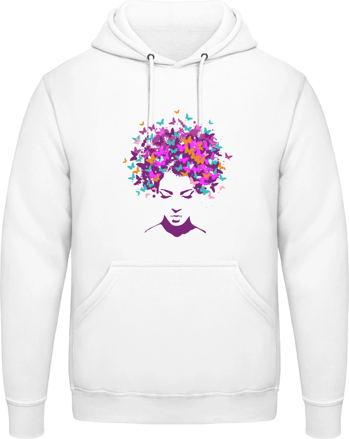 Butterfly Hair - Arctic white AWDis man hoodie - Front