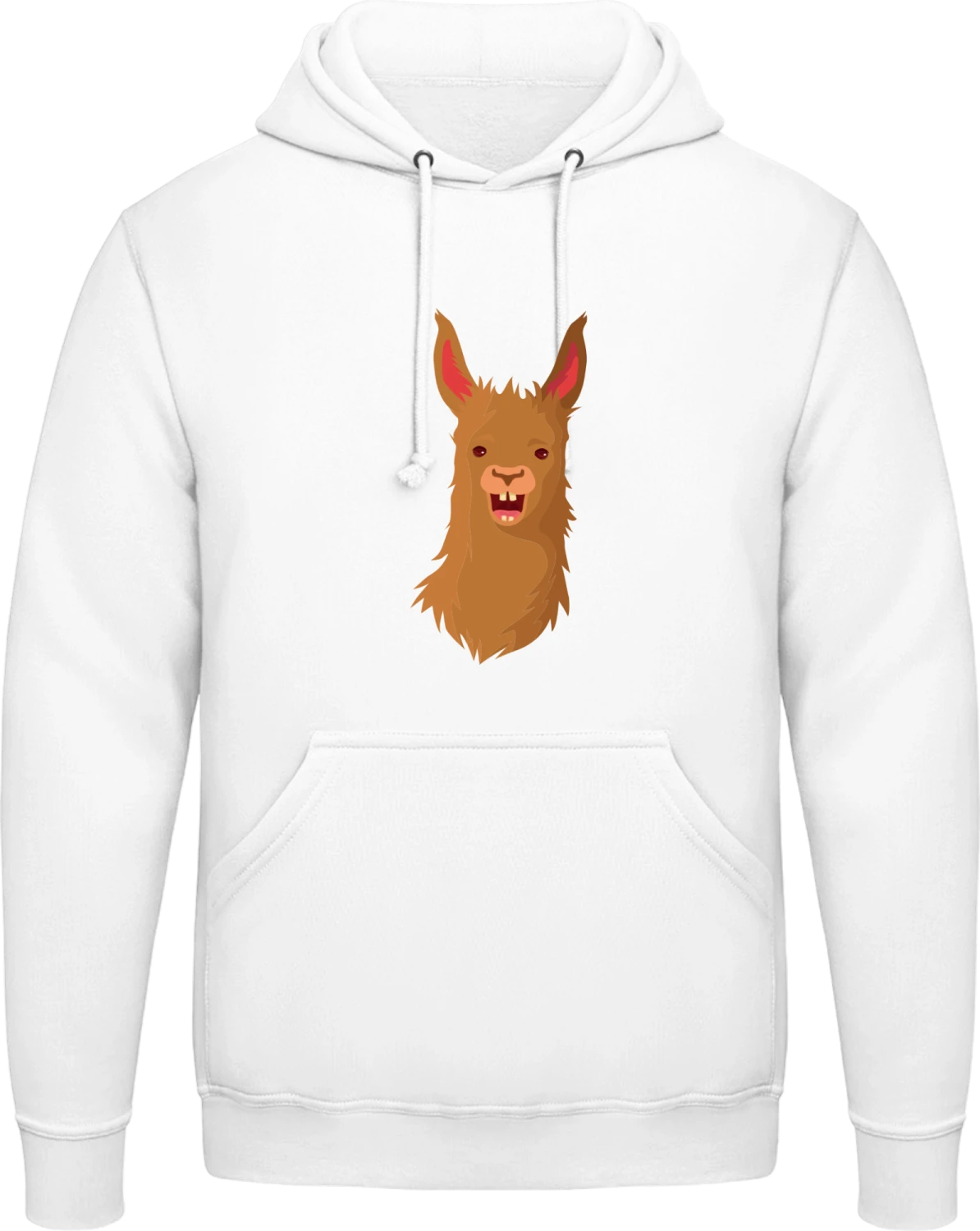 Happy Llama - Arctic white AWDis man hoodie - Front