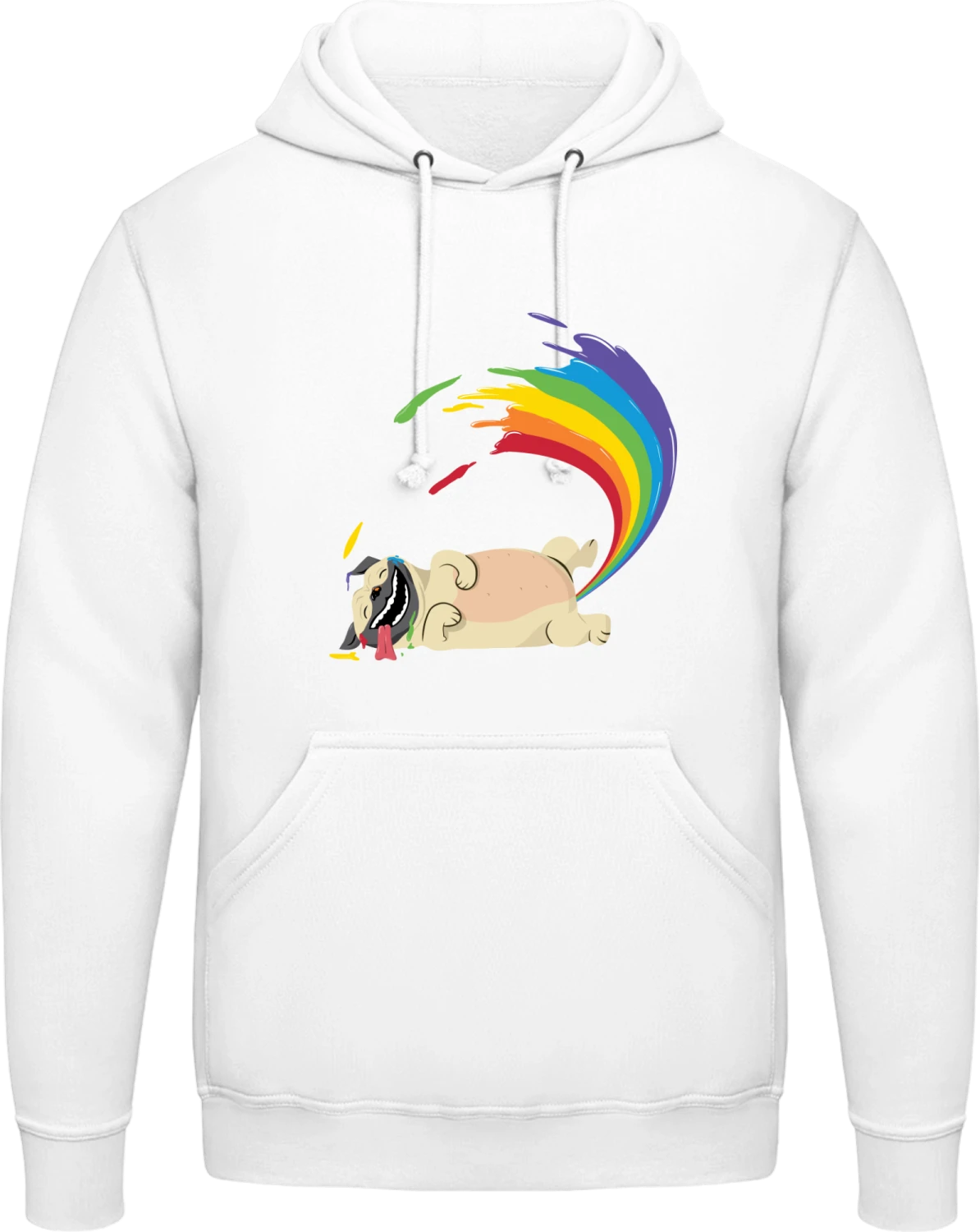 Pug Pooping A Rainbow - Arctic white AWDis man hoodie - Front