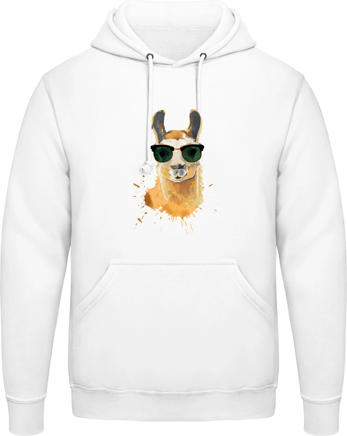 Llama With Sunglasses - Arctic white AWDis man hoodie - Front