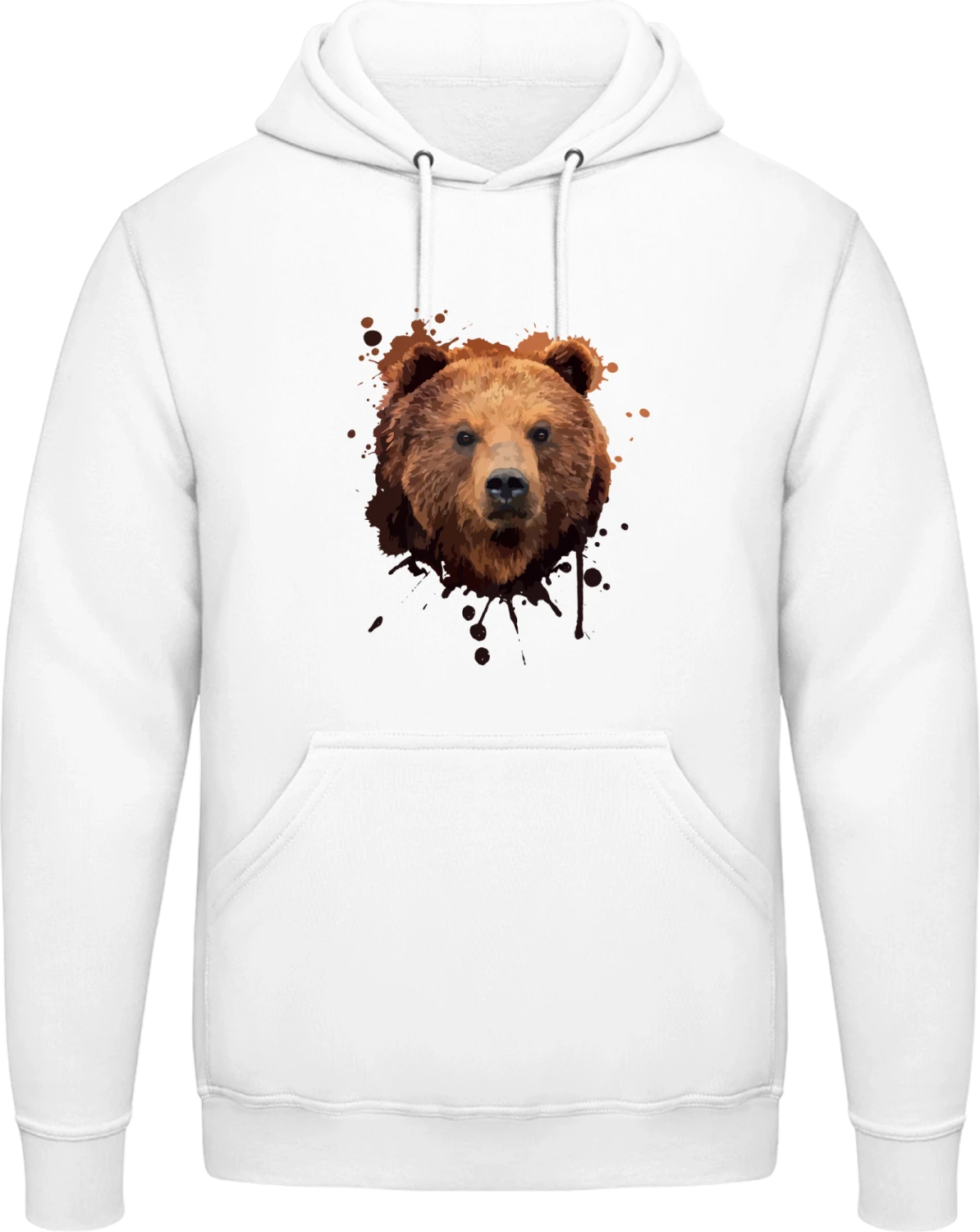 Brown Bear Face Watercolor - Arctic white AWDis man hoodie - Front