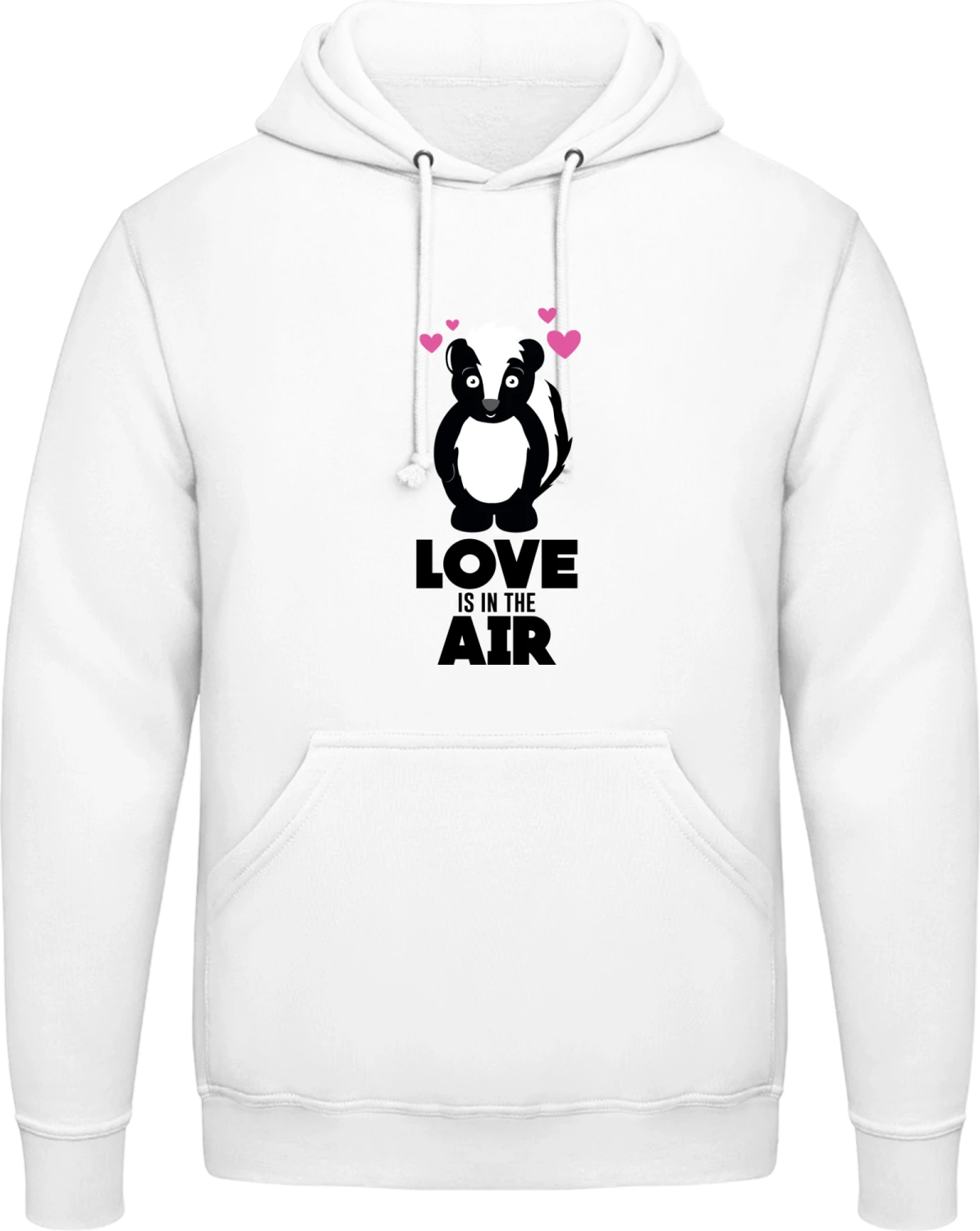 Love Is In The Air Skunk With Hearts - Arctic white AWDis man hoodie - Front