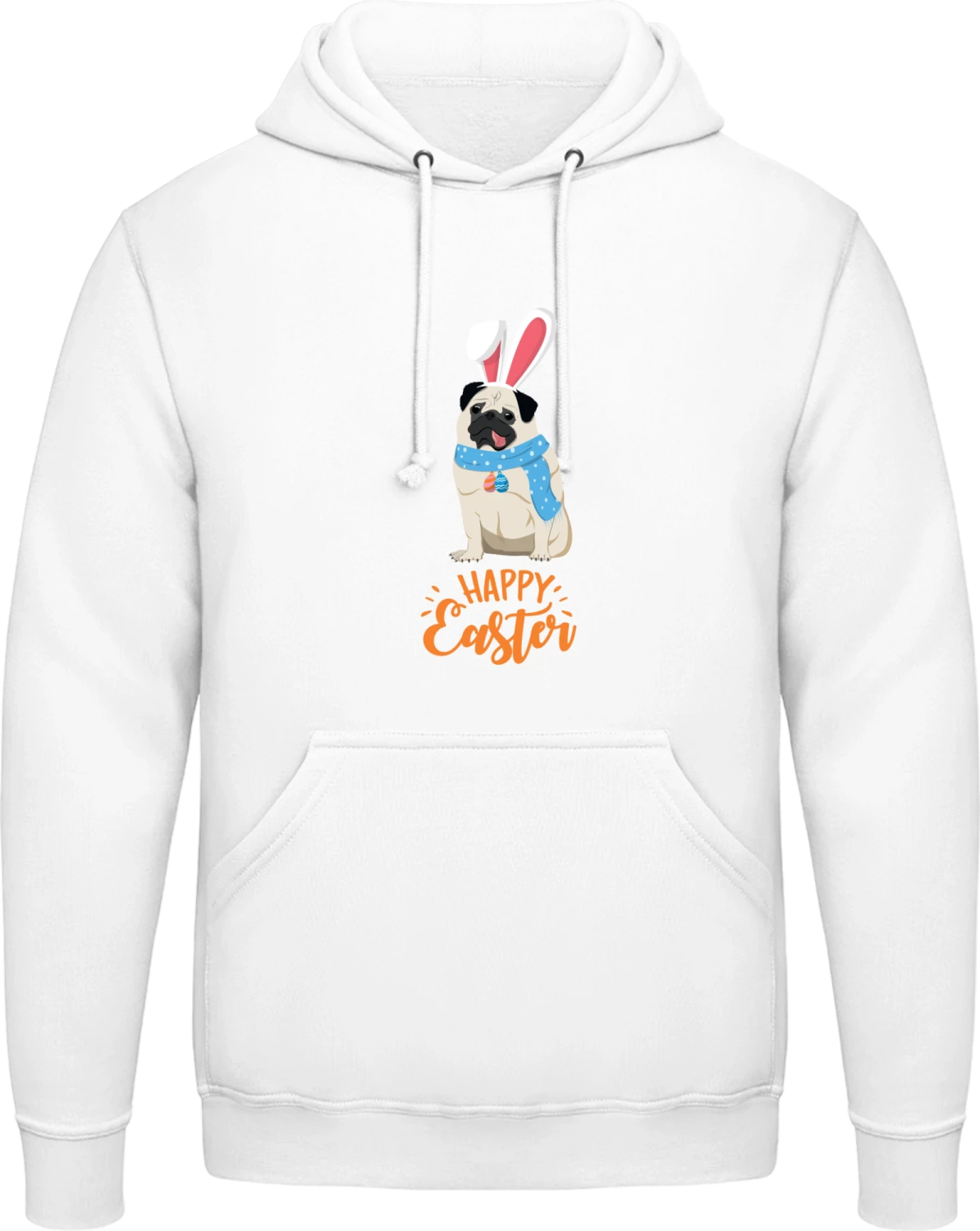 Happy Easter Pug - Arctic white AWDis man hoodie - Front