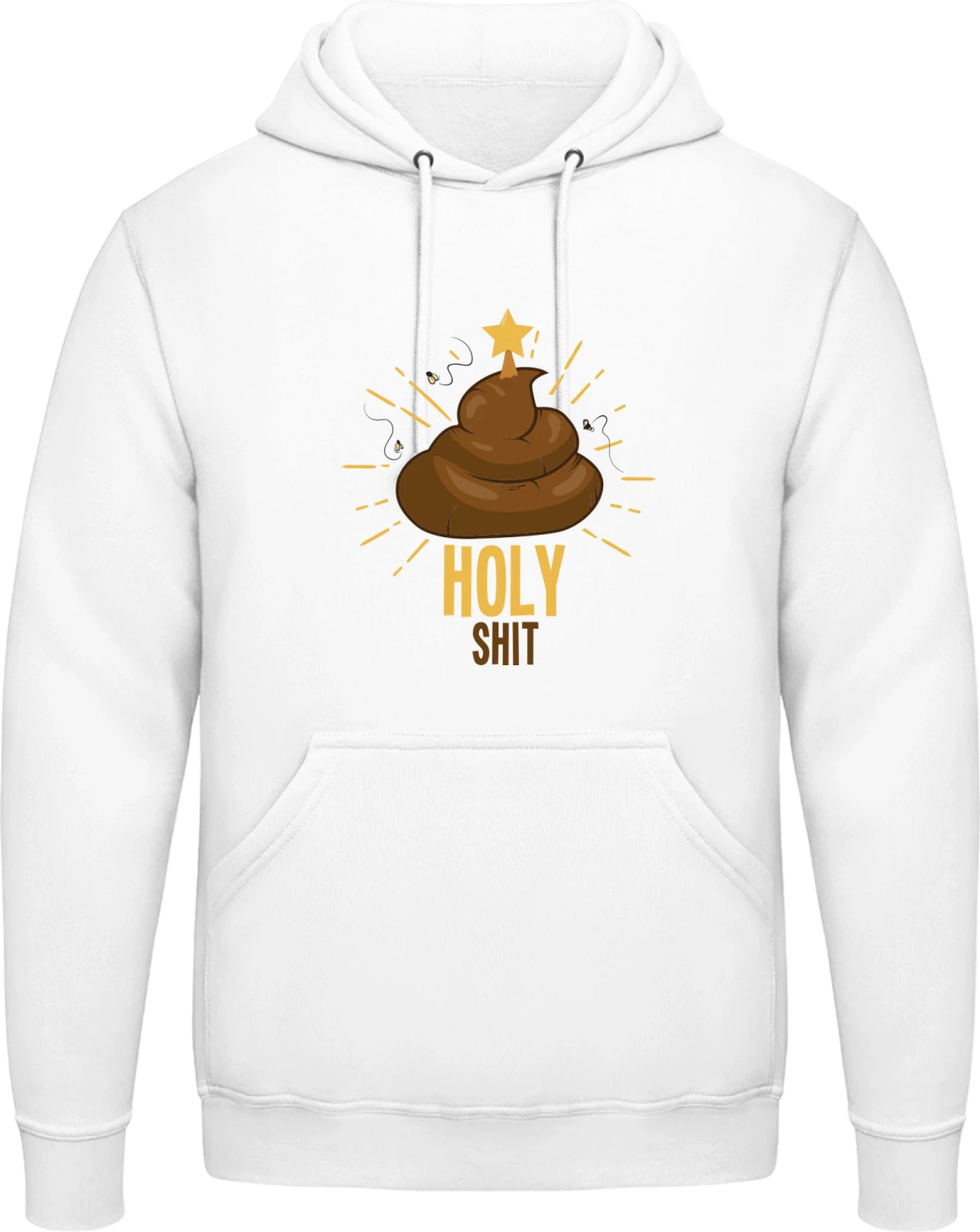 Holy Shit - Arctic white AWDis man hoodie - Front