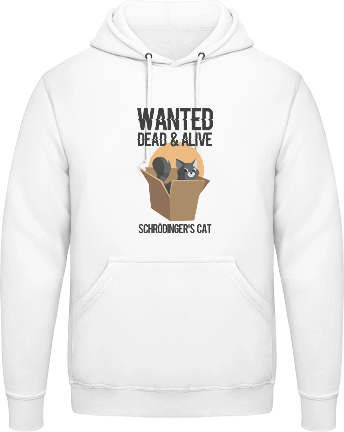 Wanted Schrödinger's Cat - Arctic white AWDis man hoodie - Front