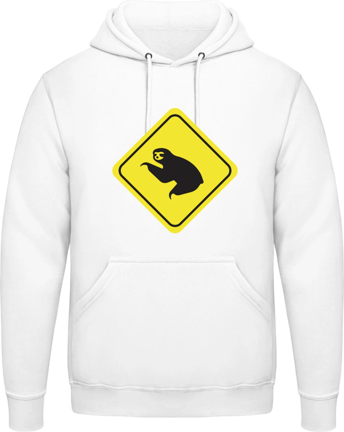 Sloth Warning - Arctic white AWDis man hoodie - Front