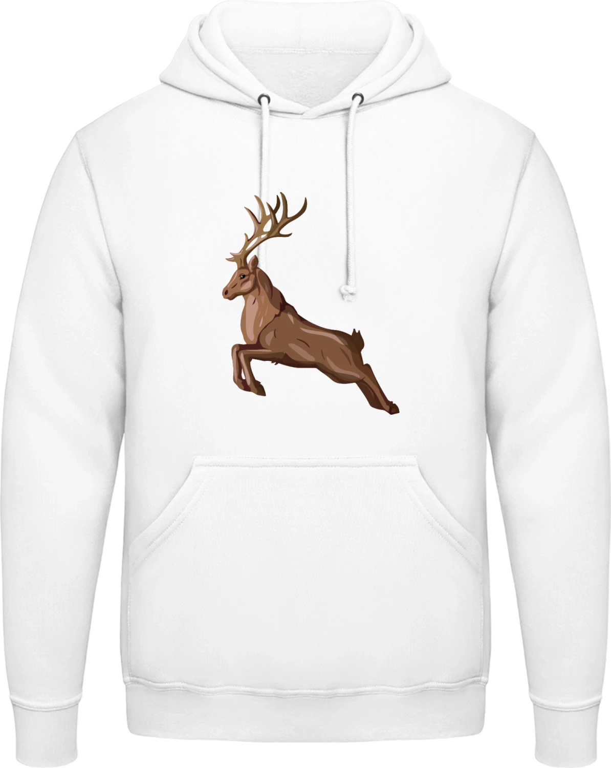 Jumping Deer - Arctic white AWDis man hoodie - Front