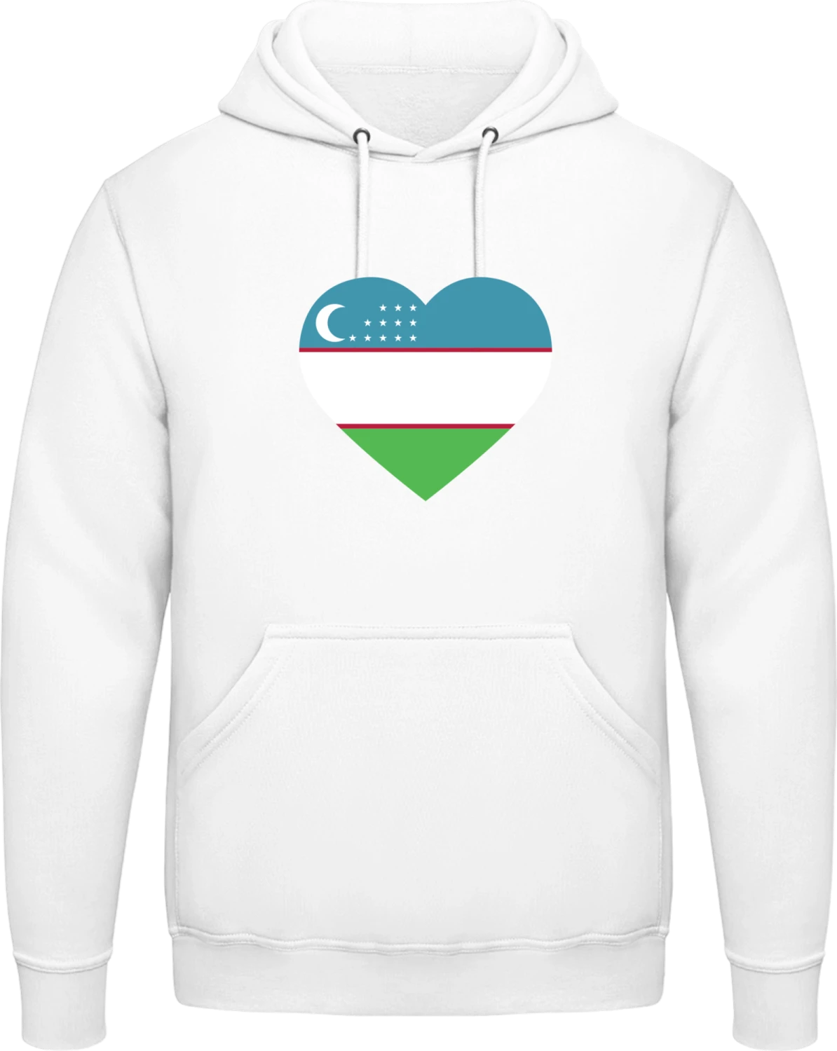 Uzbekistan Heart Flag - Arctic white AWDis man hoodie - Front