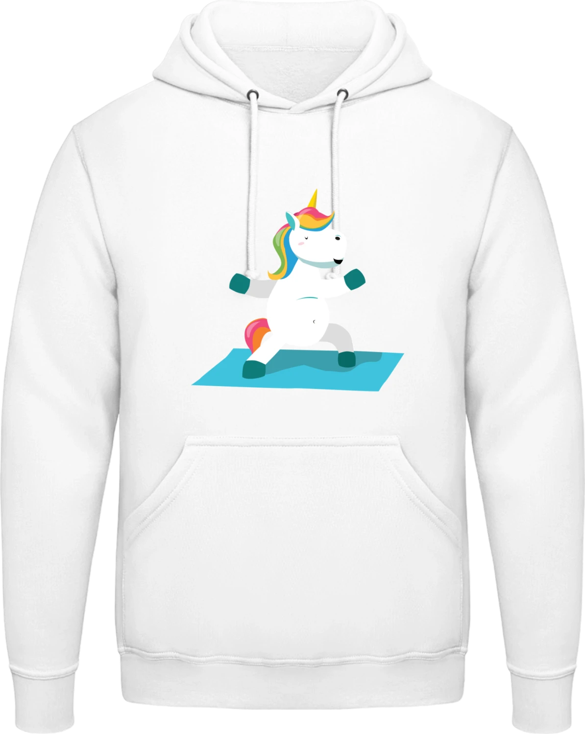 Unicorn Yoga Warrior II - Arctic white AWDis man hoodie - Front