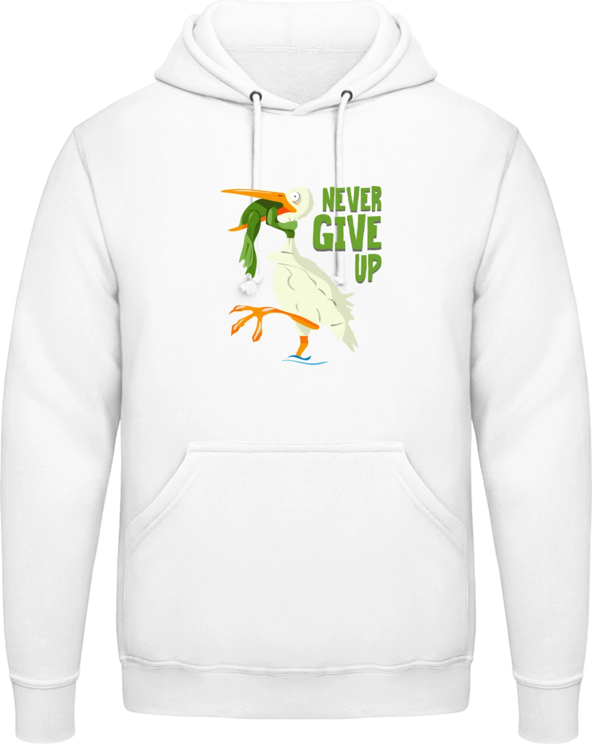 Never Give Up Frog - Arctic white AWDis man hoodie - Front