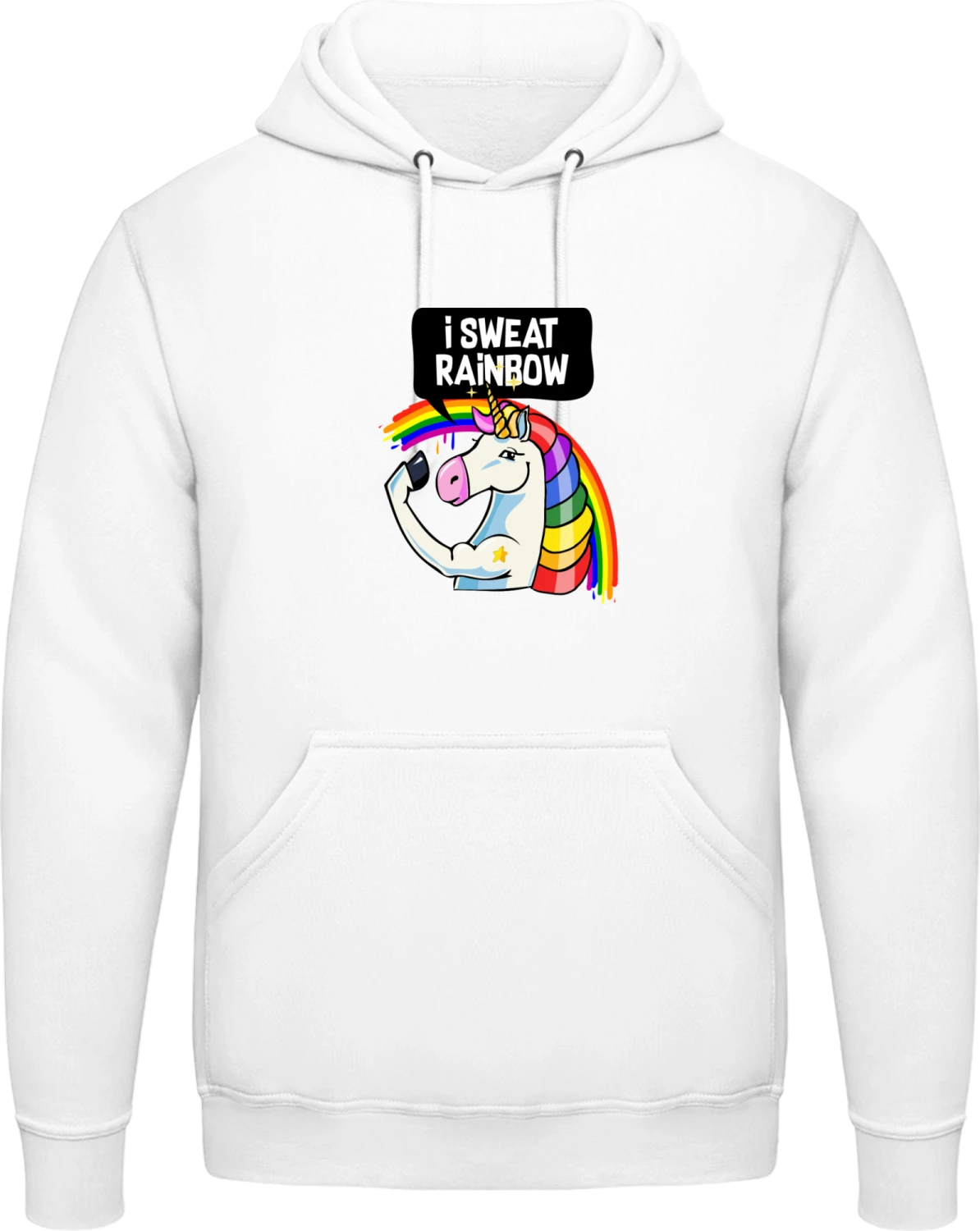 I Sweat Rainbow Unicorn - Arctic white AWDis man hoodie - Front