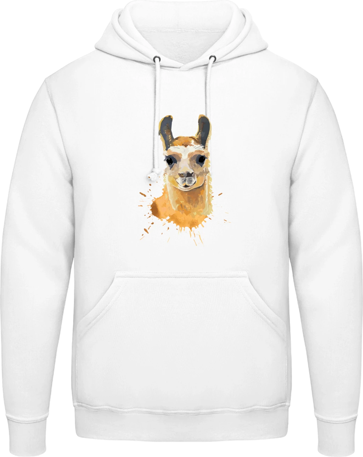 Llama Watercolor - Arctic white AWDis man hoodie - Front