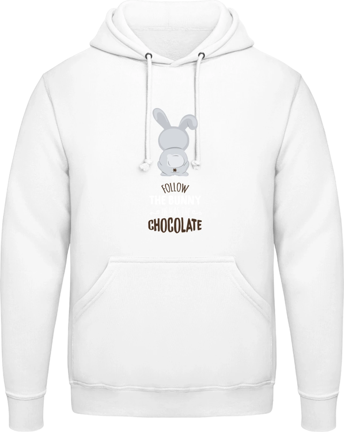 Follow The Bunny He Has The Chocolate - Arctic white AWDis man hoodie - Front