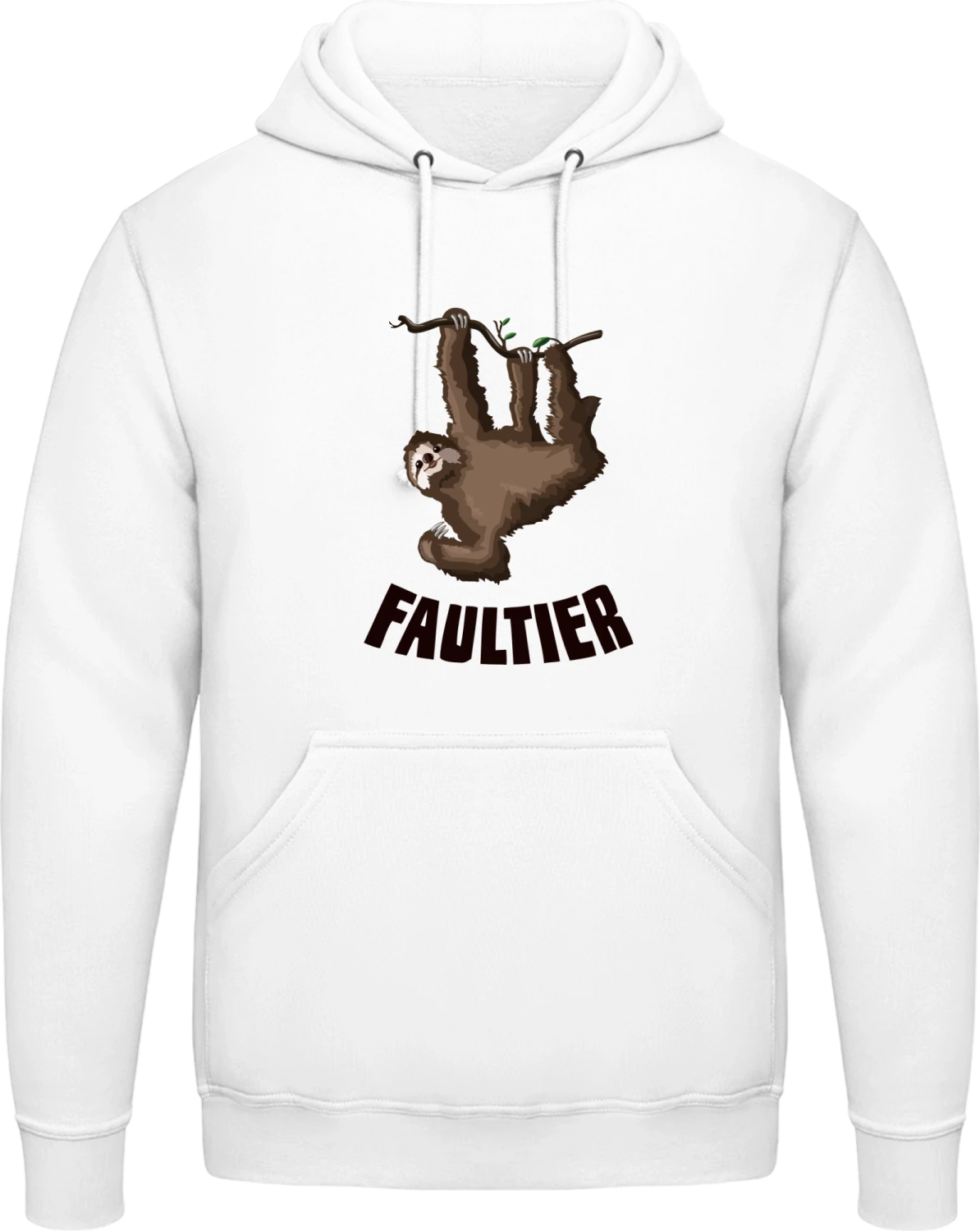 Faultier Illu - Arctic white AWDis man hoodie - Front