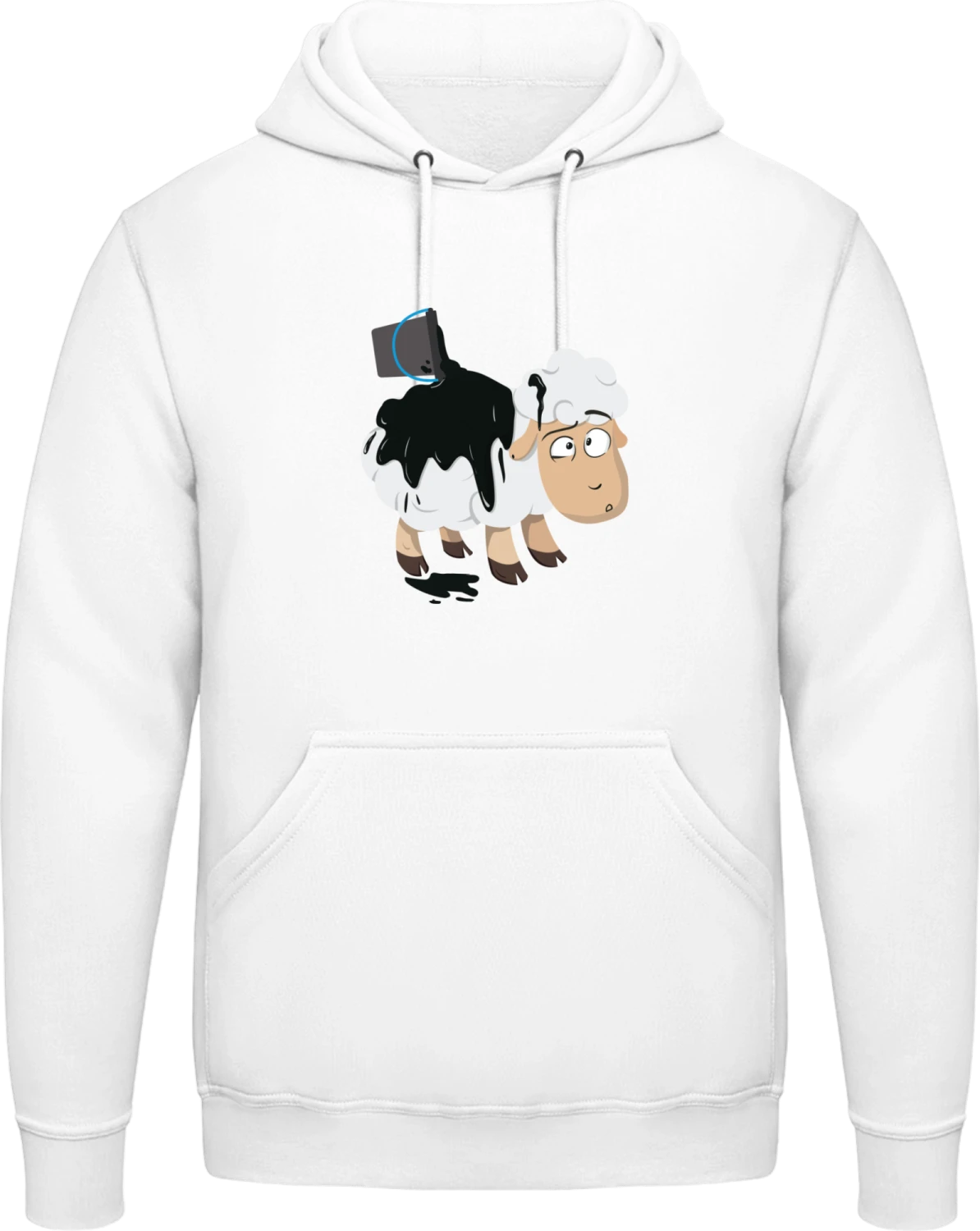 Black Painted Sheep Oops - Arctic white AWDis man hoodie - Front