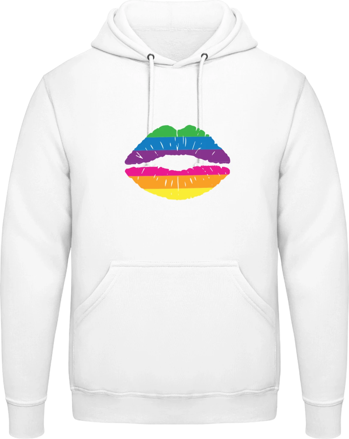 Rainbow Lips - Arctic white AWDis man hoodie - Front