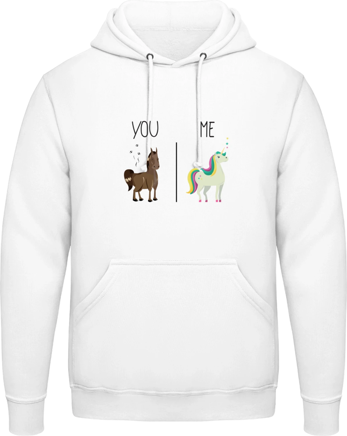 You And Me Horse And Unicorn - Arctic white AWDis man hoodie - Front