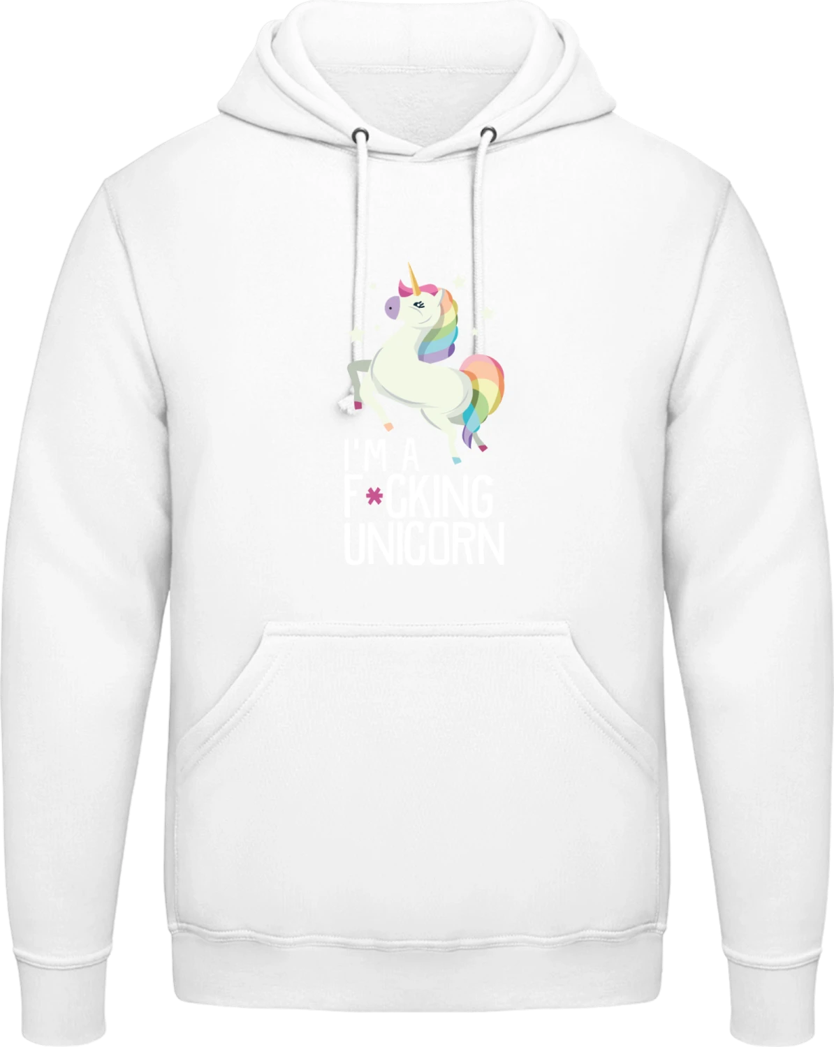 I'm A F*cking Unicorn - Arctic white AWDis man hoodie - Front