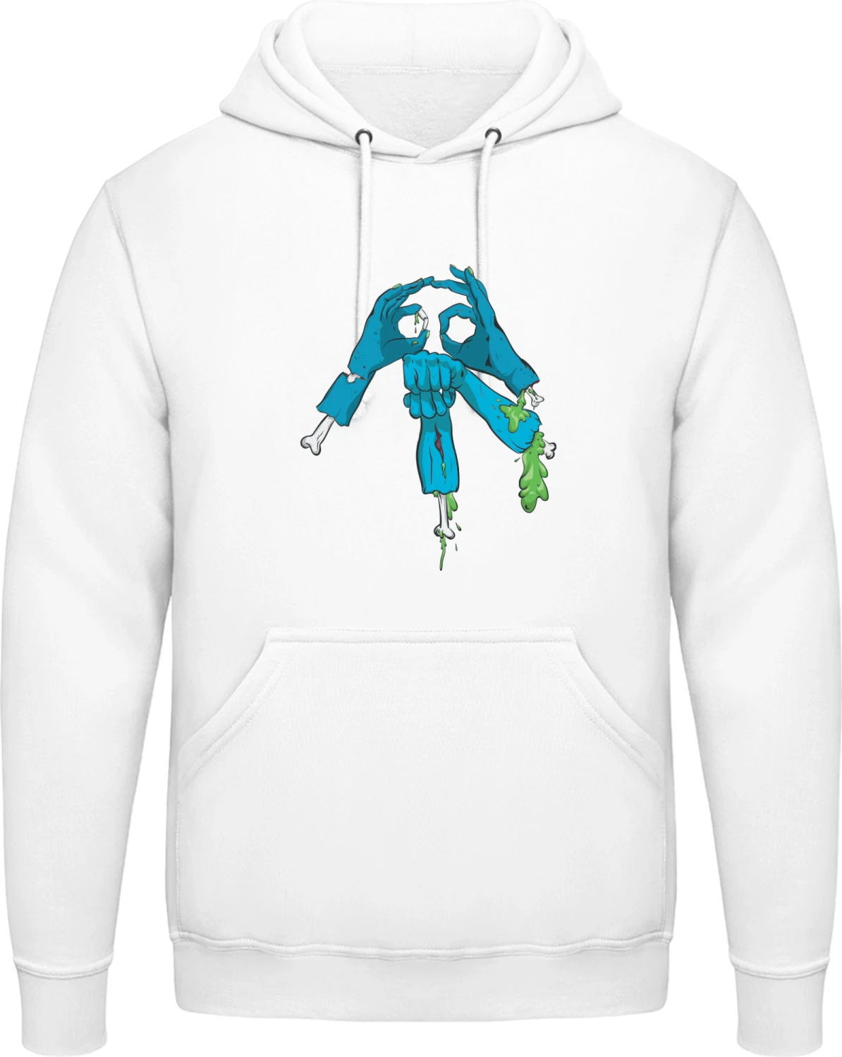 Zombie Hands Skull - Arctic white AWDis man hoodie - Front