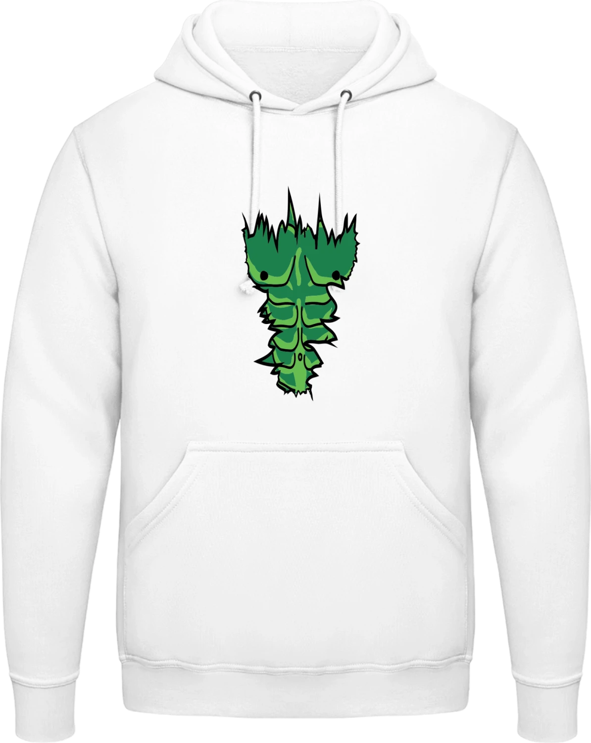 Green Monster Muscles - Arctic white AWDis man hoodie - Front