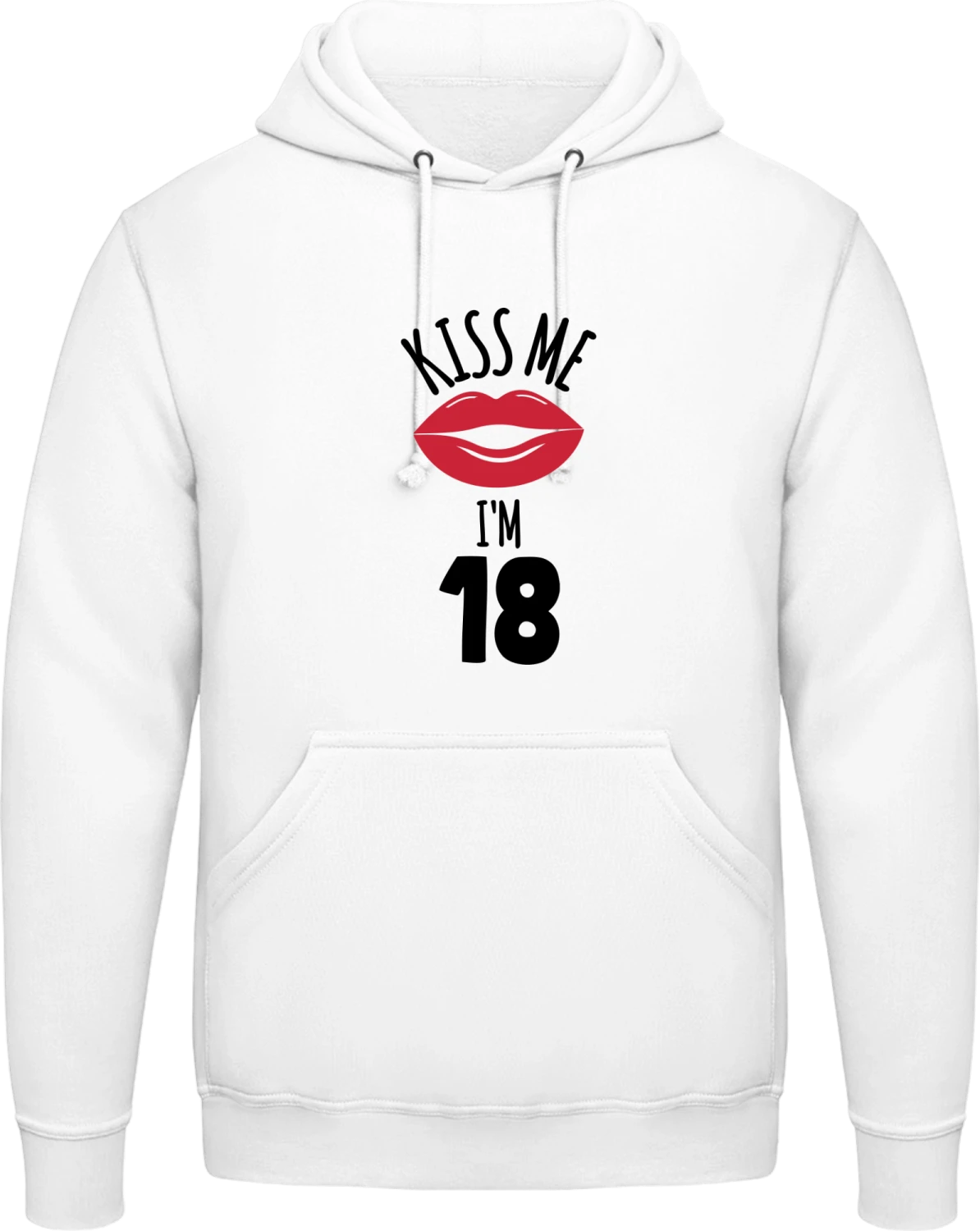 Kiss me I'm 18 - Arctic white AWDis man hoodie - Front