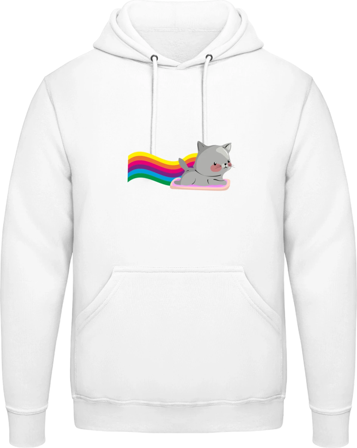 Rainbow Cat - Arctic white AWDis man hoodie - Front