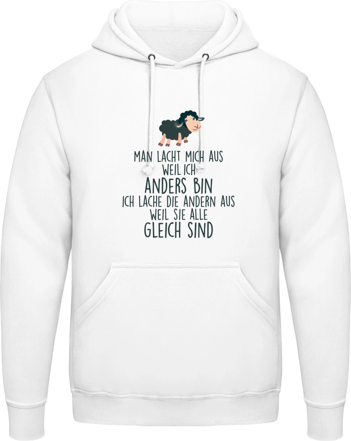 Man lacht mich aus weil ich anders bin - Arctic white AWDis man hoodie - Front