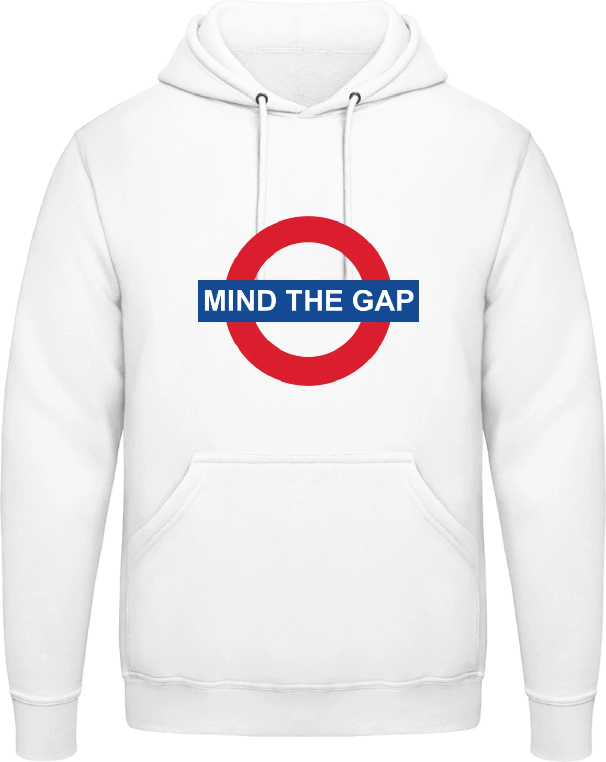 Mind The Gap - Arctic white AWDis man hoodie - Front