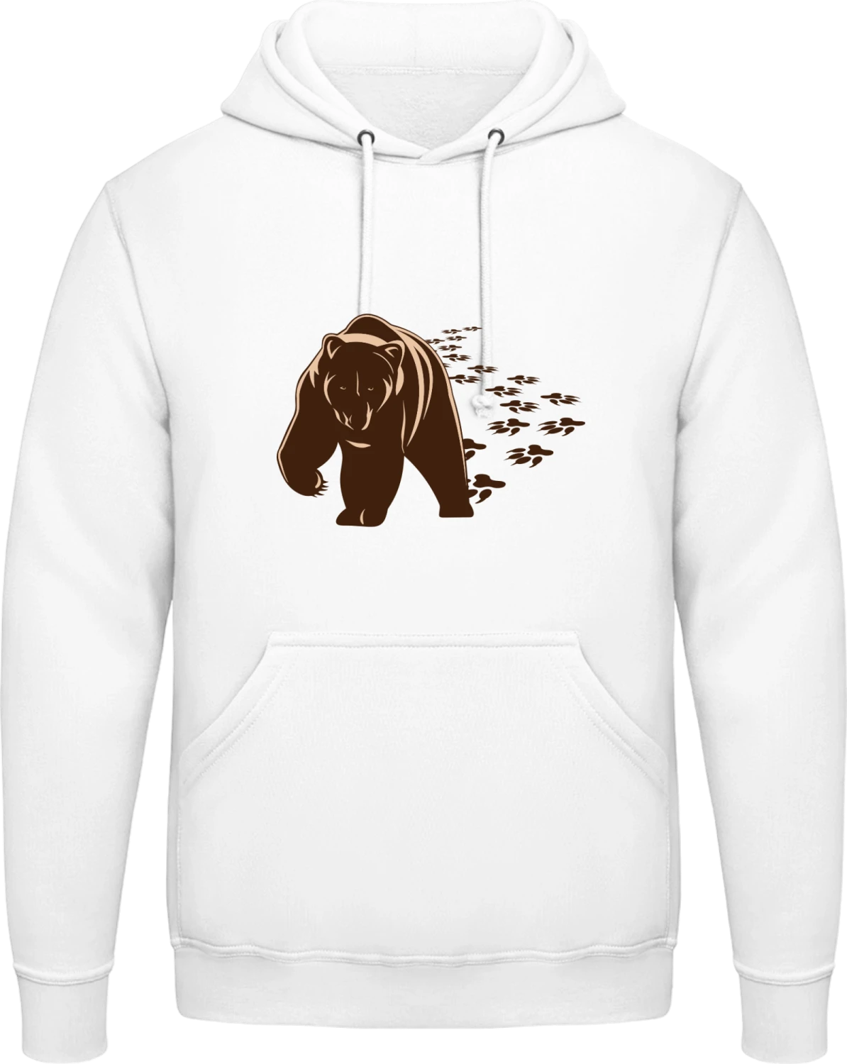 Walking Brown Bear - Arctic white AWDis man hoodie - Front